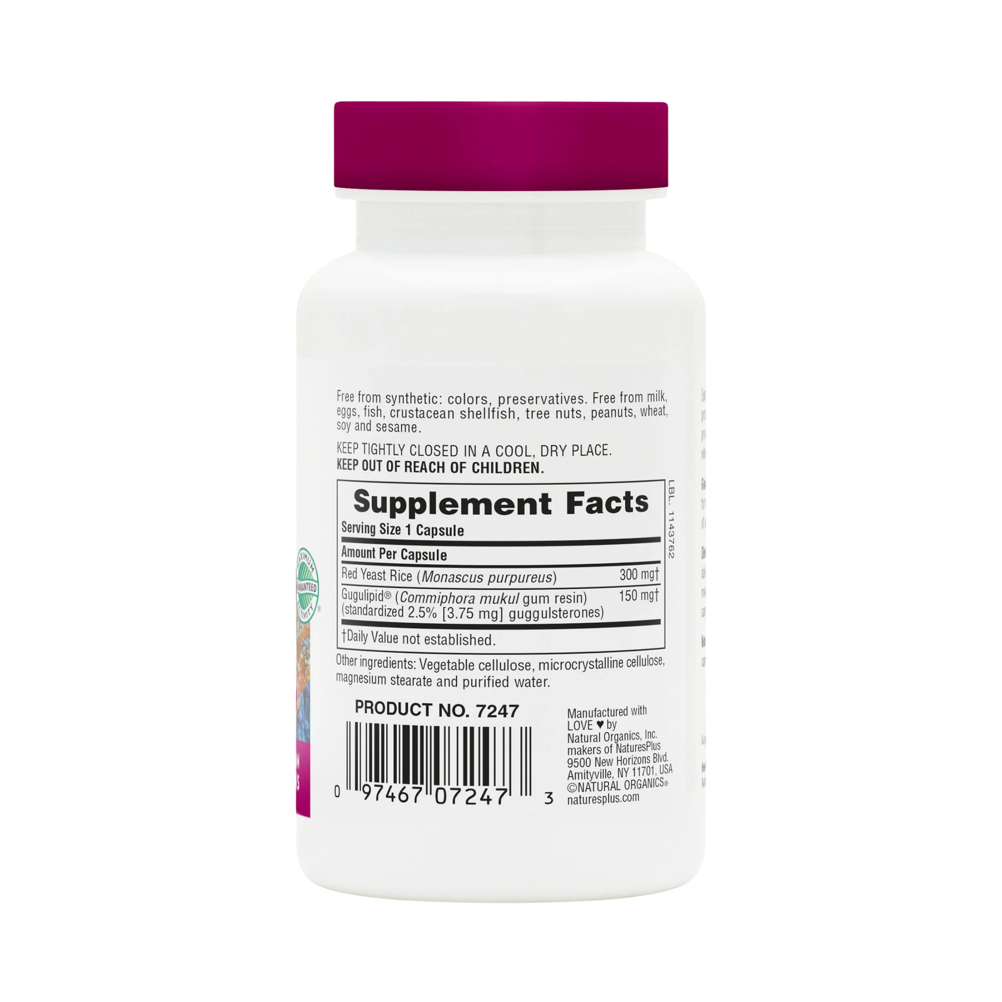 NaturesPlus, Herbal Actives, Red Yeast Rice Gugulipid, 450 Mg, 60 Vegan Capsules