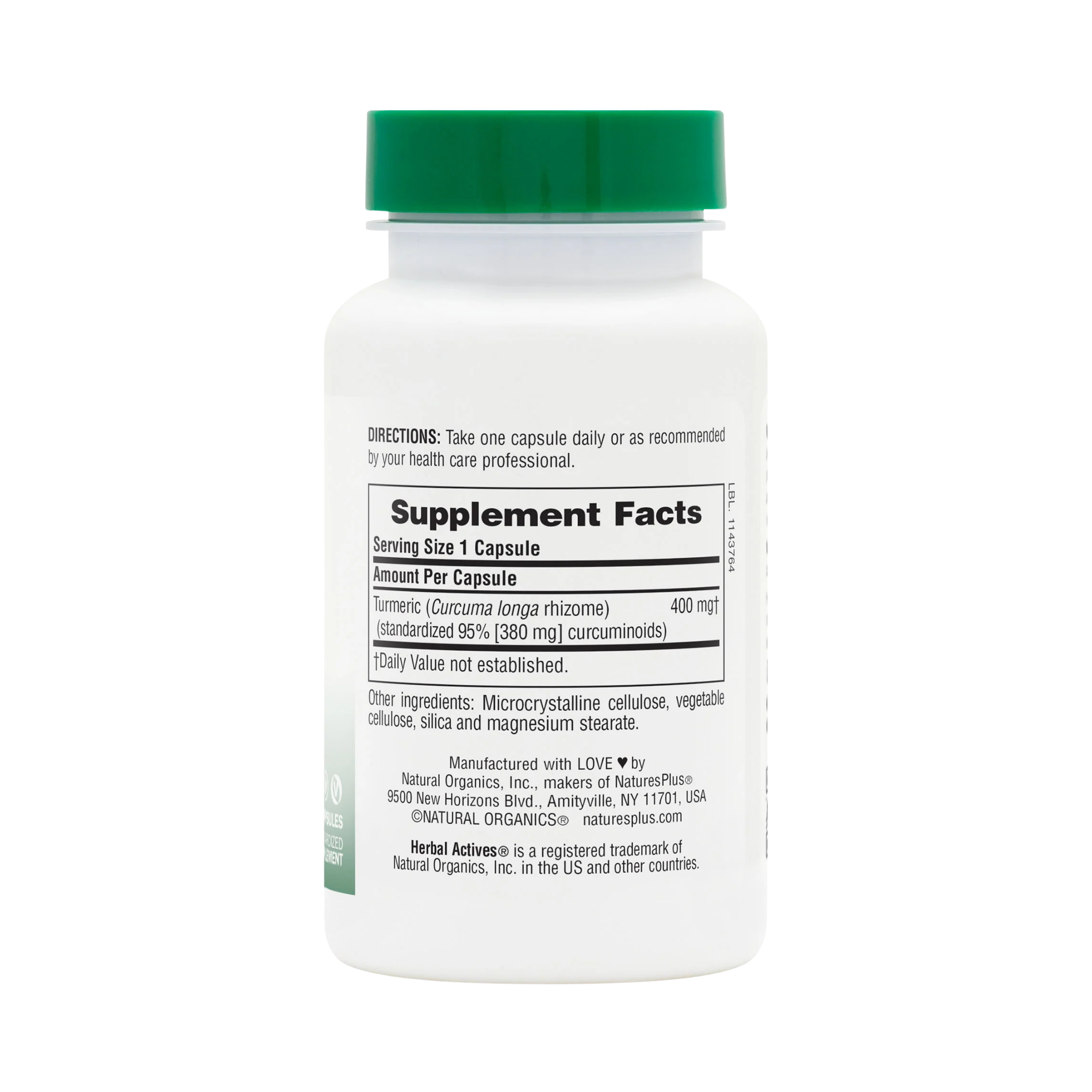 NaturesPlus, Herbal Actives, Turmeric, 400 Mg, 60 Capsules