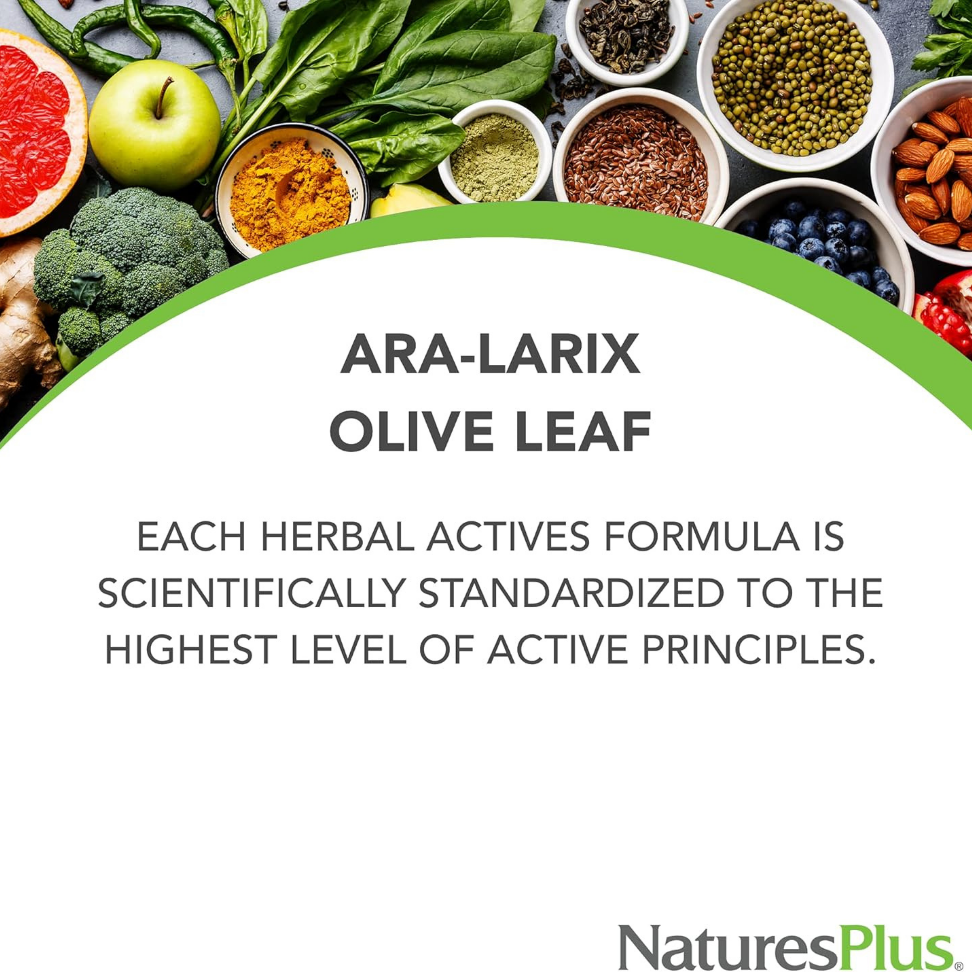 NaturesPlus, Herbal Actives ARA Larix Olive Leaf, 30 Tablets