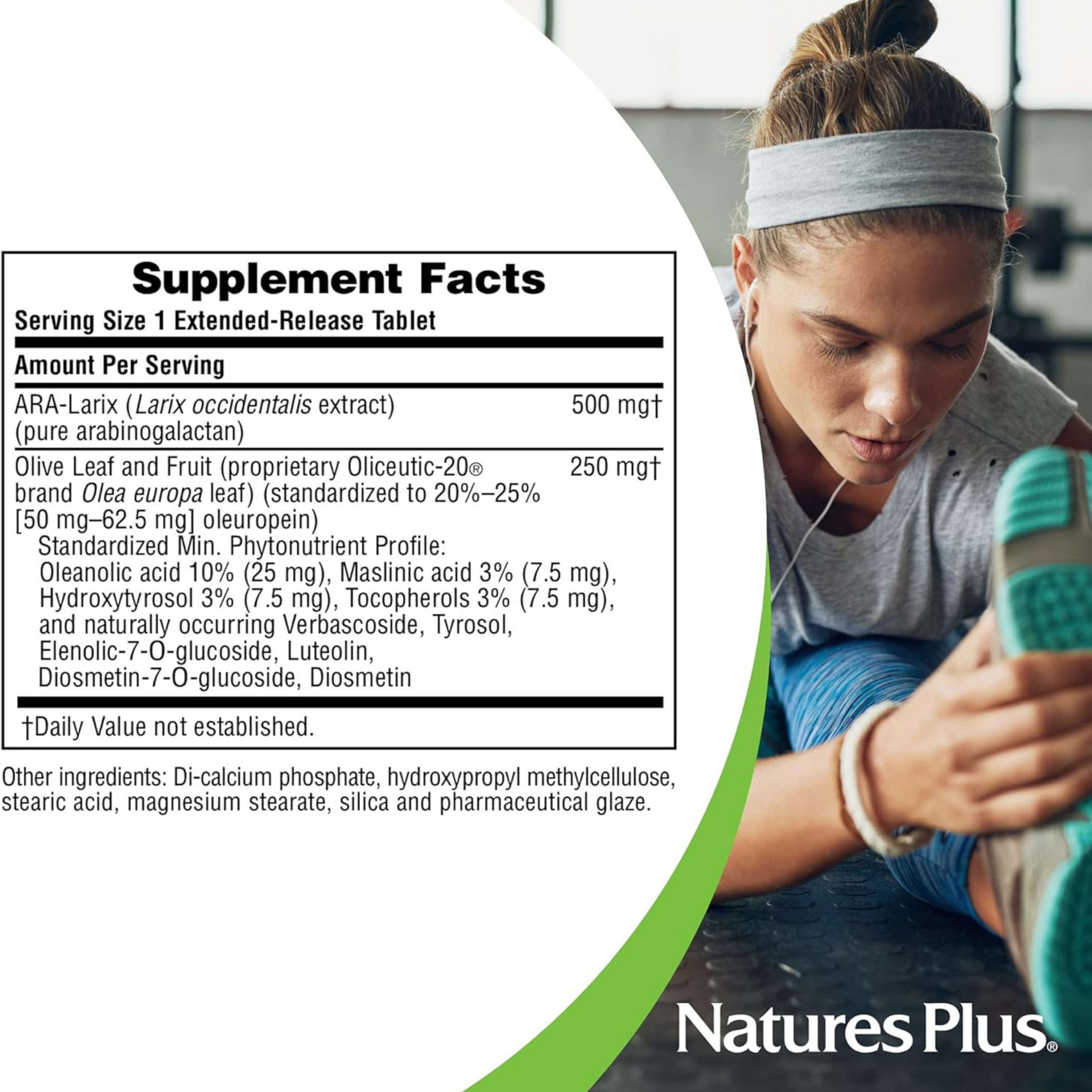 NaturesPlus, Herbal Actives ARA Larix Olive Leaf, 30 Tablets