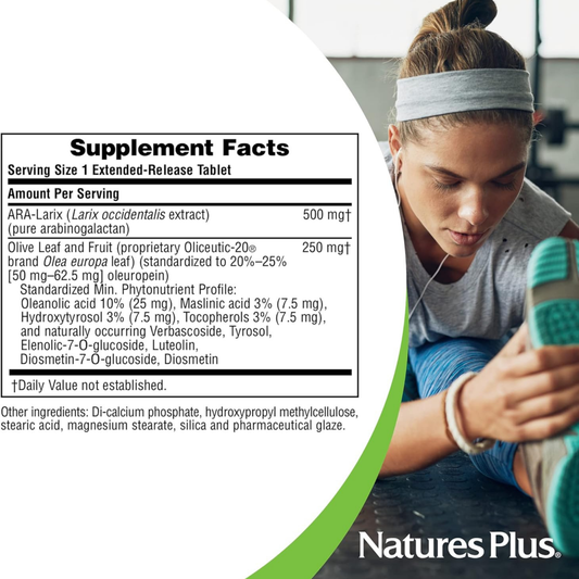 NaturesPlus, Herbal Actives ARA Larix Olive Leaf, 30 Tablets