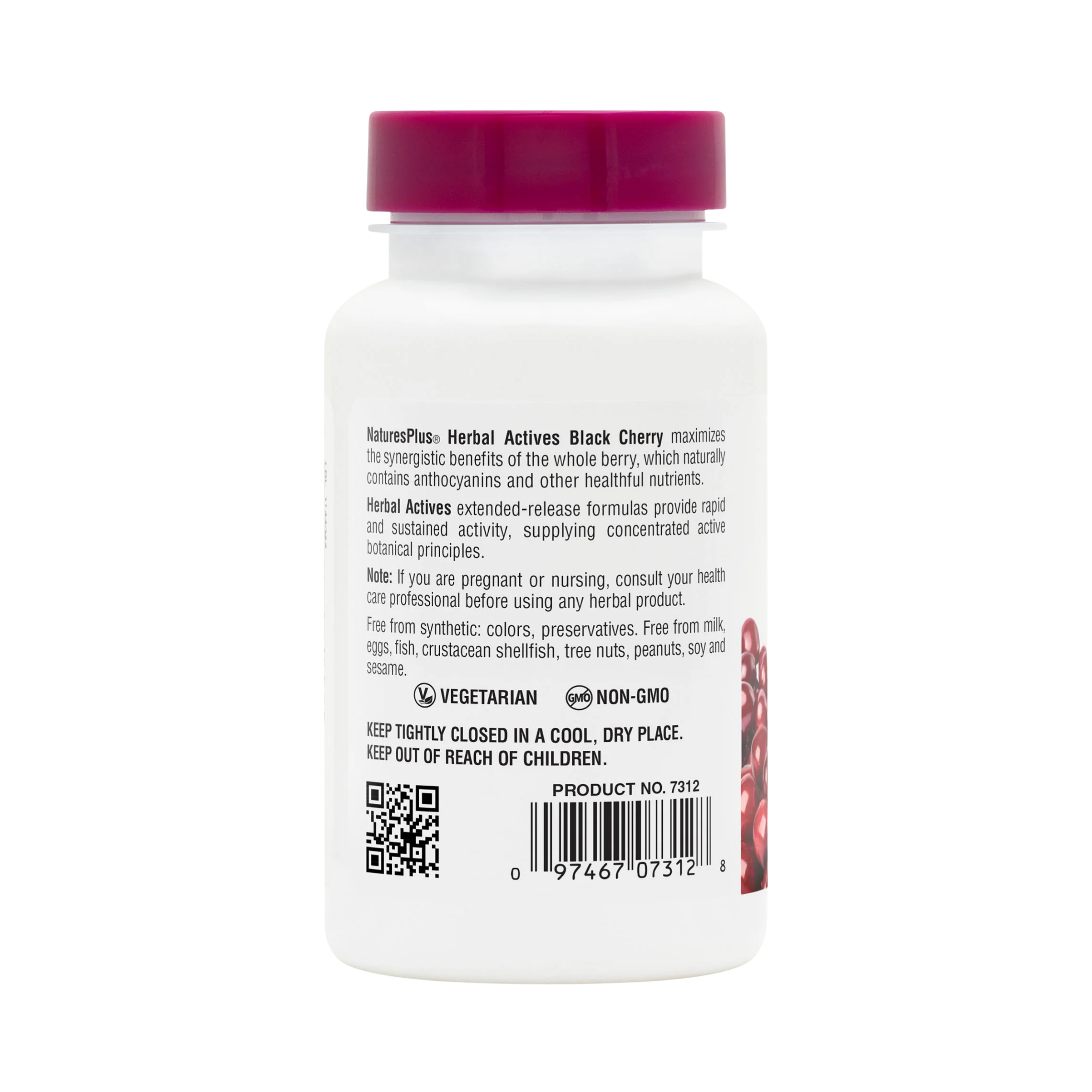 NaturesPlus, Herbal Actives, Black Cherry, 750 Mg, 30 Tablets
