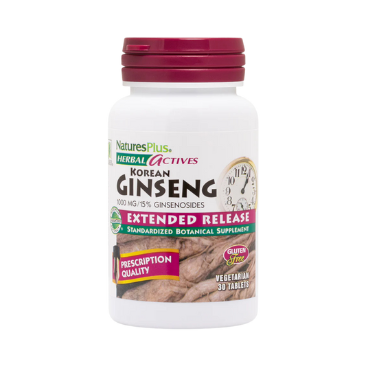 NaturesPlus, Herbal Actives, Korean Ginseng, Extended Release, 1,000 Mg, 30 Vegetarian Tablets