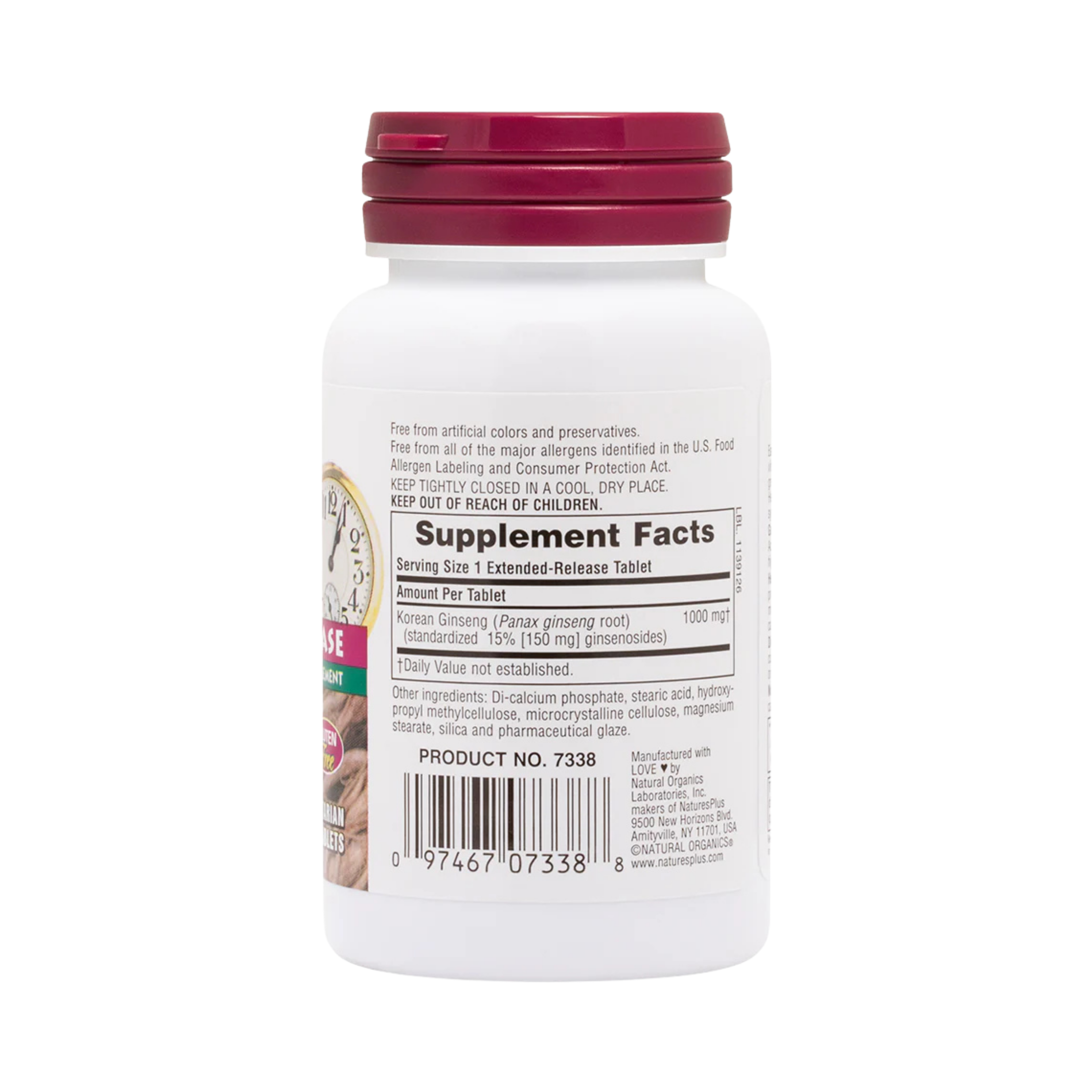 NaturesPlus, Herbal Actives, Korean Ginseng, Extended Release, 1,000 Mg, 30 Vegetarian Tablets