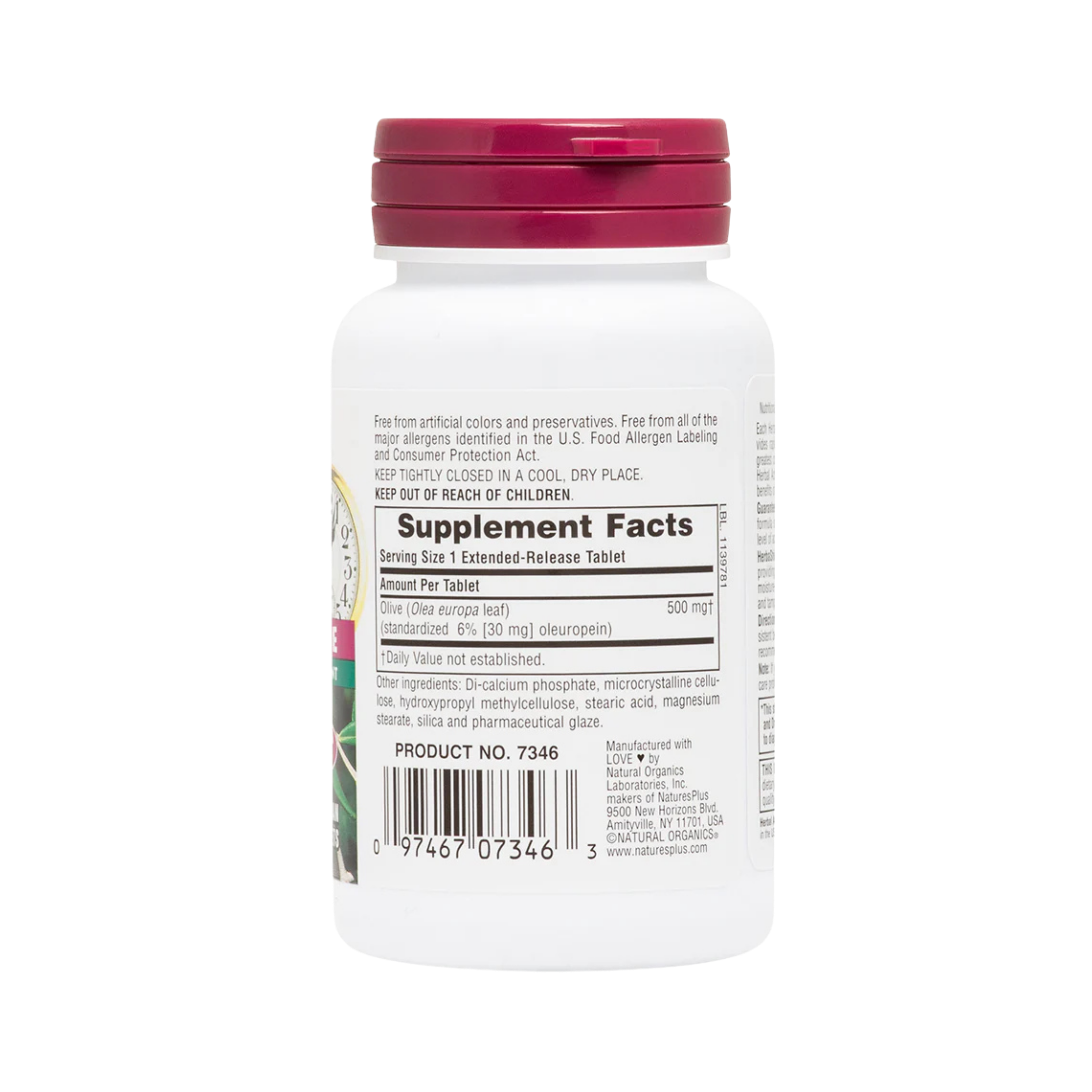Natures Plus, Olive Leaf Extract 500 Mg Time Release, 30 Sustained Release Tablets