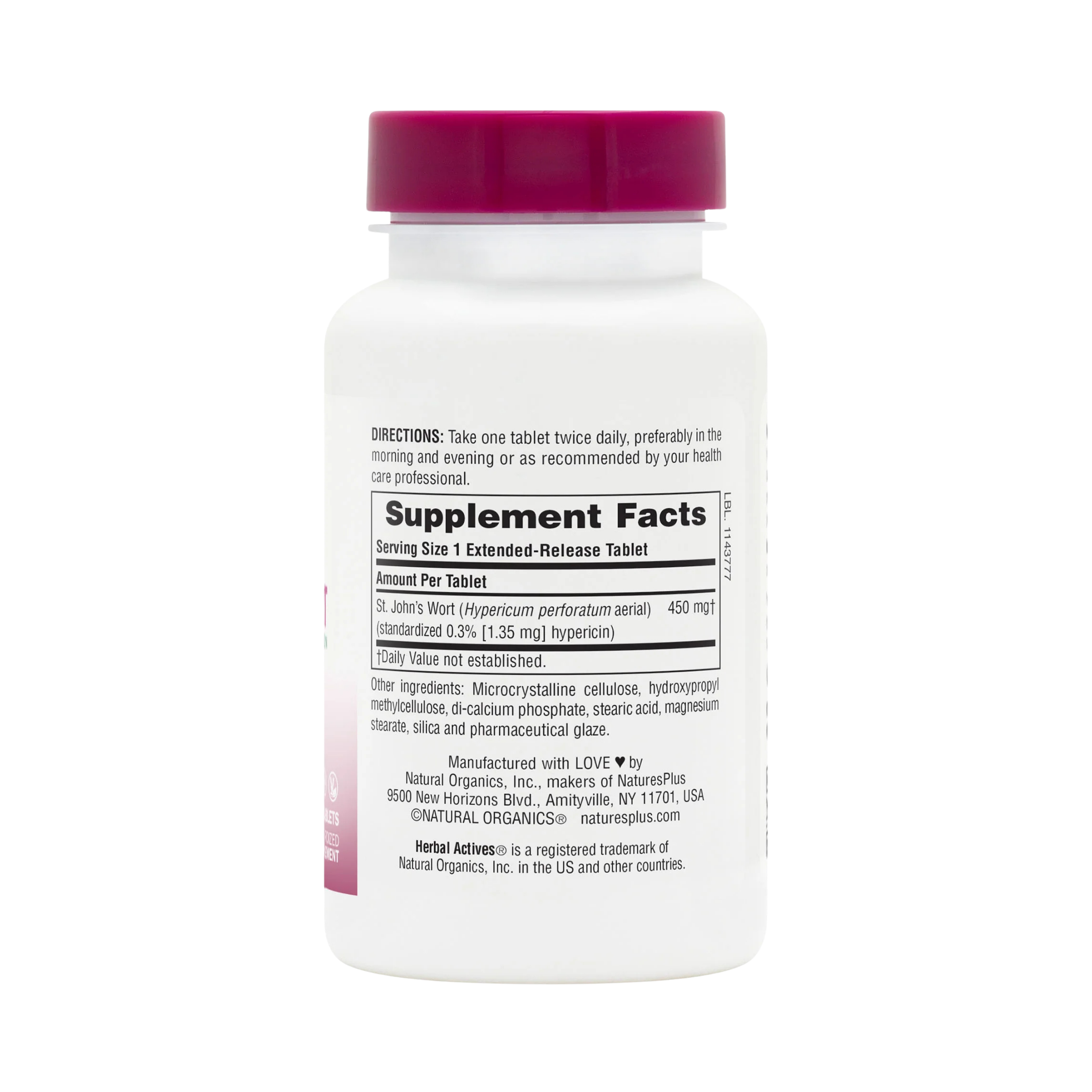 NaturesPlus, Herbal Actives, St. John's Wort, 450 Mg, 60 Tablets
