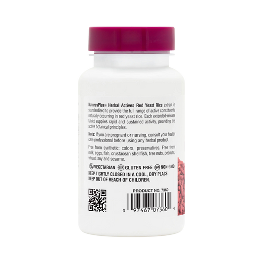 NaturesPlus, Herbal Actives, Red Yeast Rice, 600 Mg, 30 Tablets