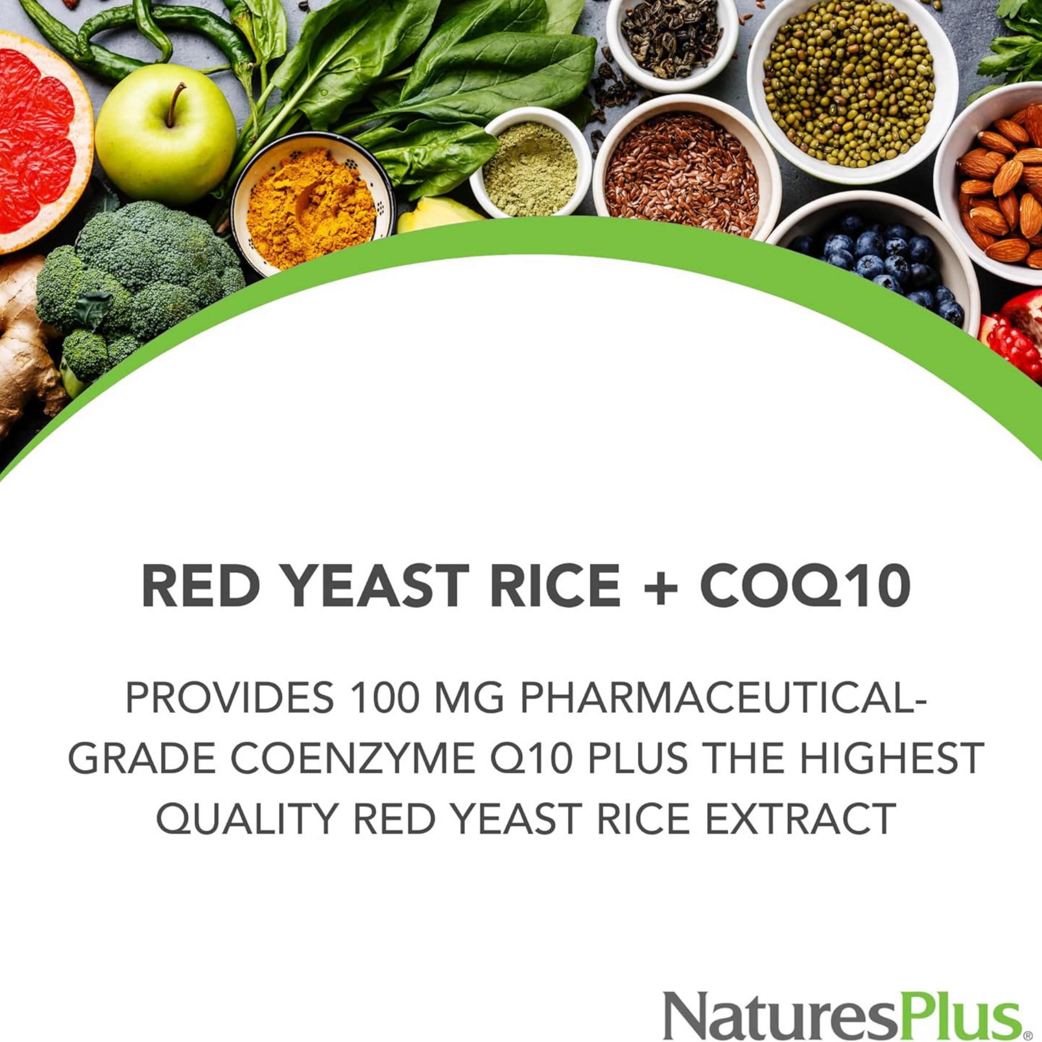 NaturesPlus, Herbal Actives Extended Release Red Yeast Rice, 600 Mg & Coq10 100, 30 Tablets