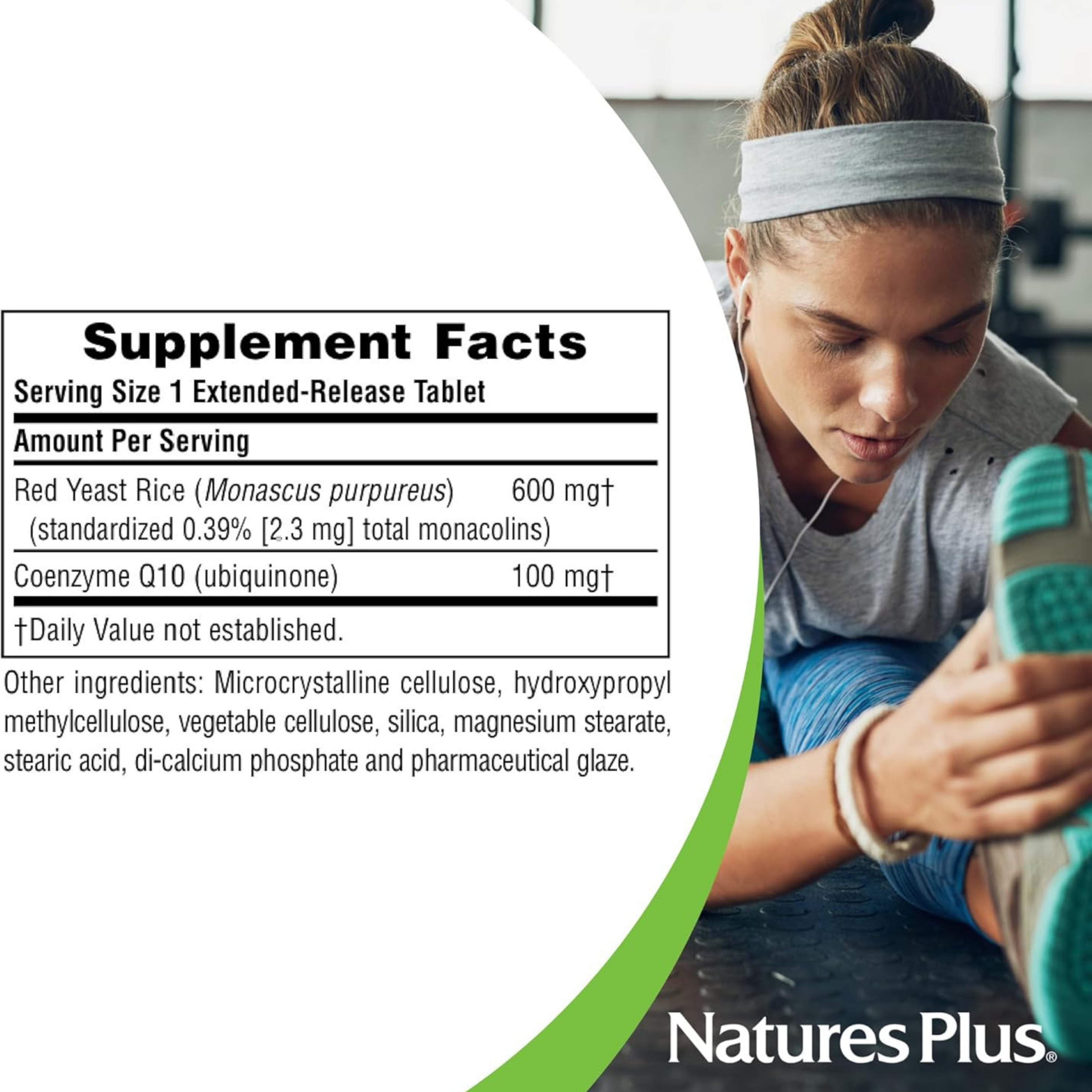 NaturesPlus, Herbal Actives Extended Release Red Yeast Rice, 600 Mg & Coq10 100, 30 Tablets