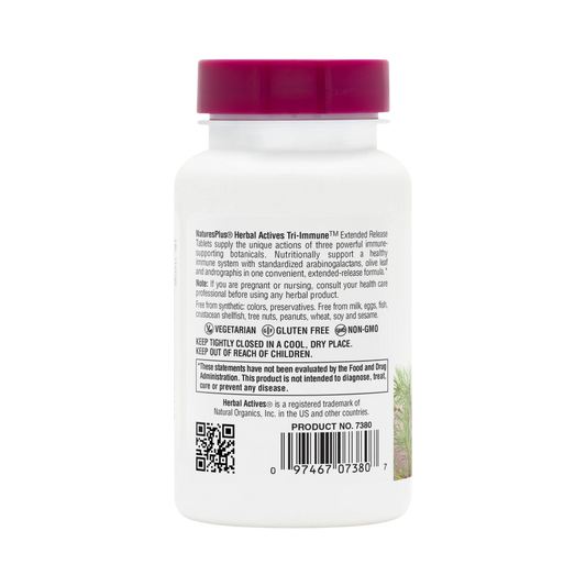 NaturesPlus, Herbal Actives, Extended Release Tri-Immune, 60 Tablets