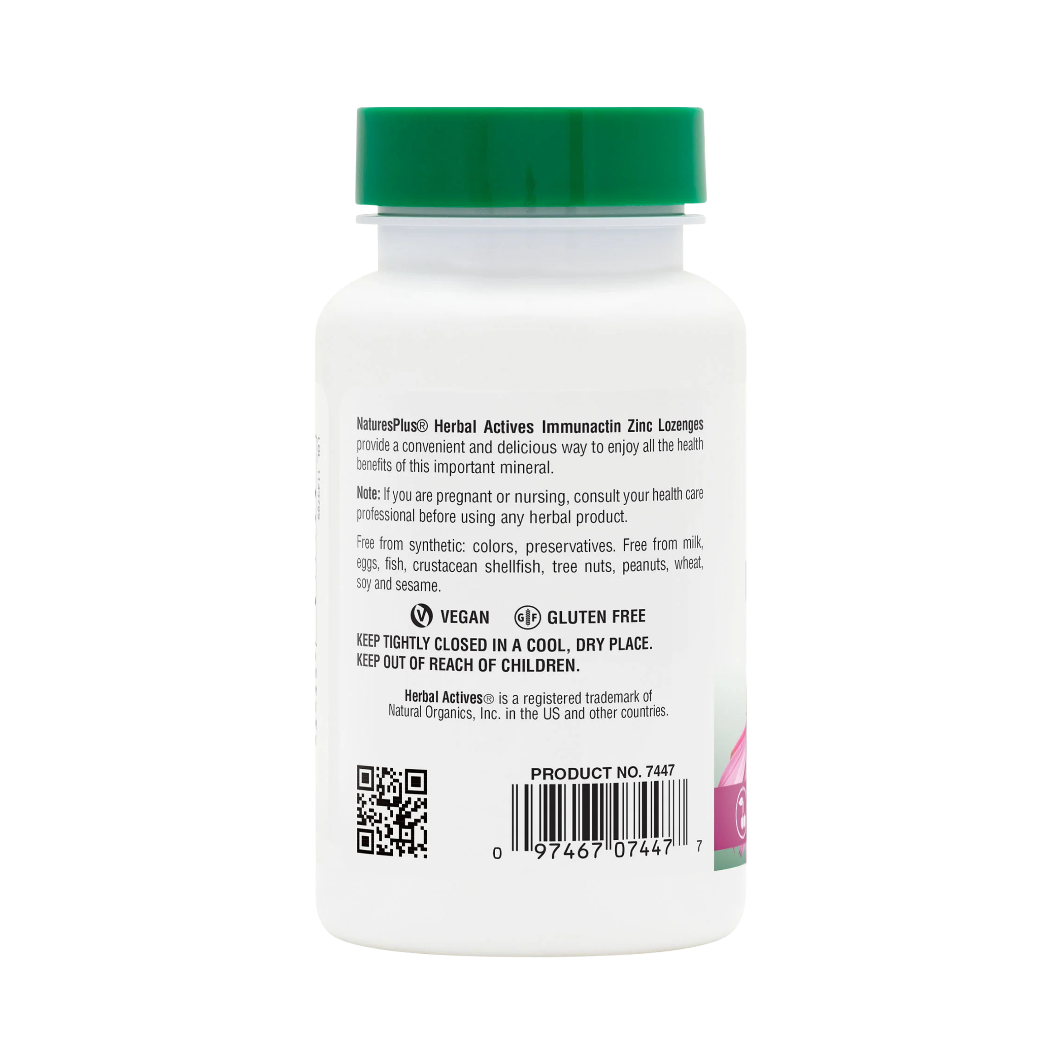 NaturesPlus, Herbal Actives, ImmunActin, Zinc Lozenges, Wild Cherry, 60 Lozenges