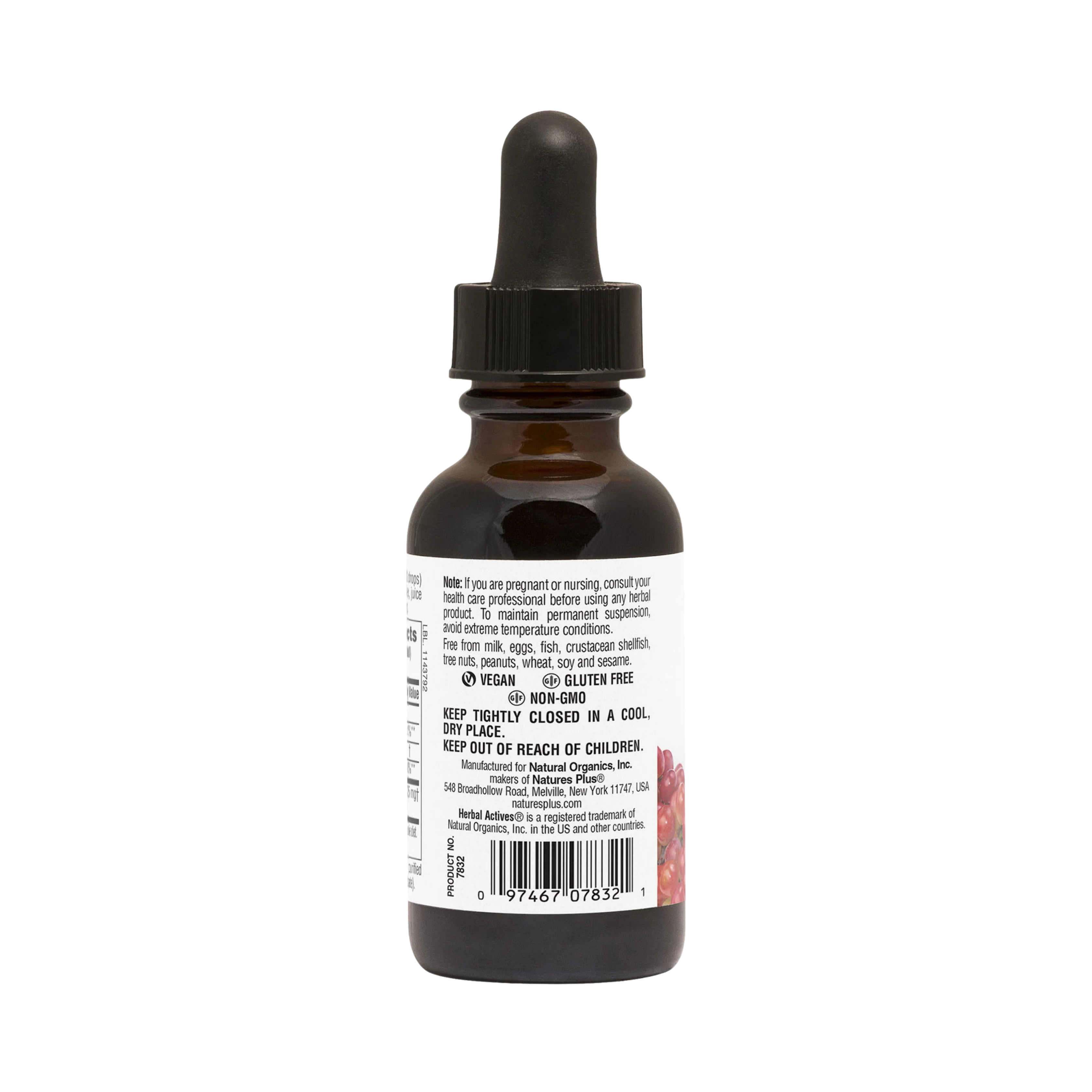 NaturesPlus, Herbal Actives, Grape Seed, Alcohol Free, 25 Mg, 1 Fl Oz