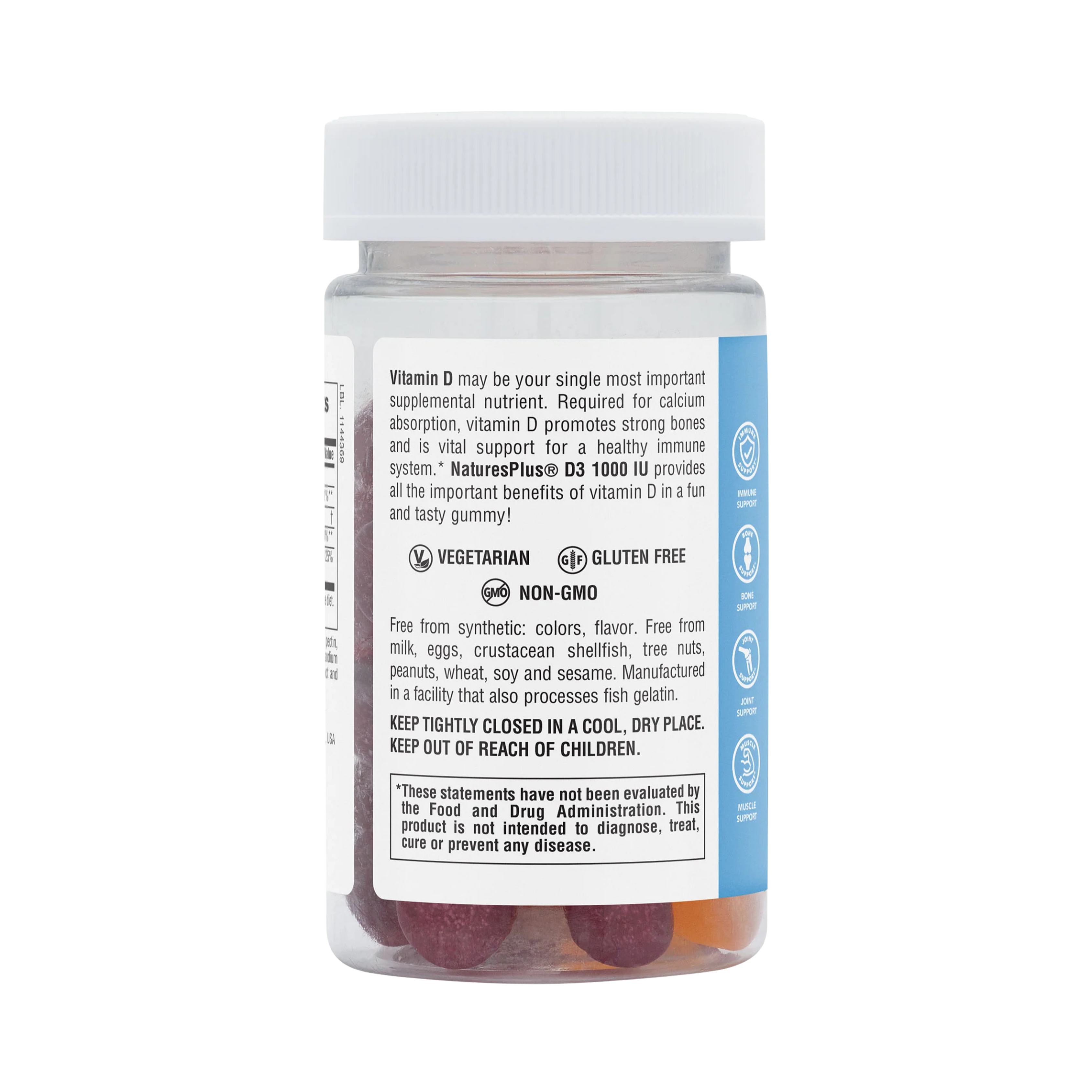 NaturesPlus, Vitamin D3 Gummies, Mixed Berry, 1,000 IU, 60 Gummies