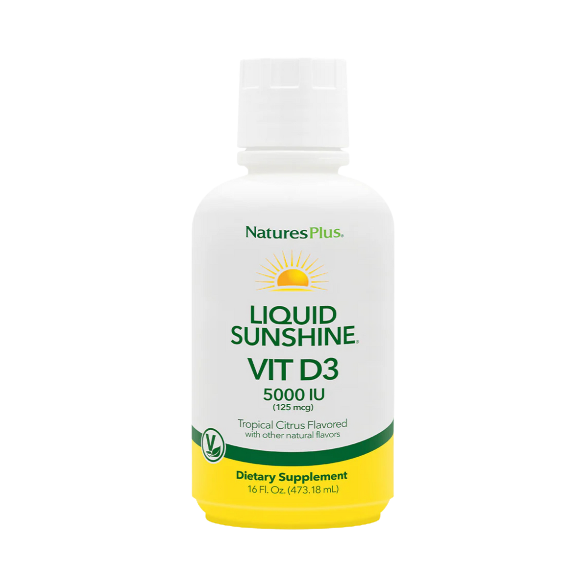 NaturesPlus, Liquid Sunshine, Vitamin D3, Tropical Citrus, 125 Mcg (5000 IU), 16 Fl Oz