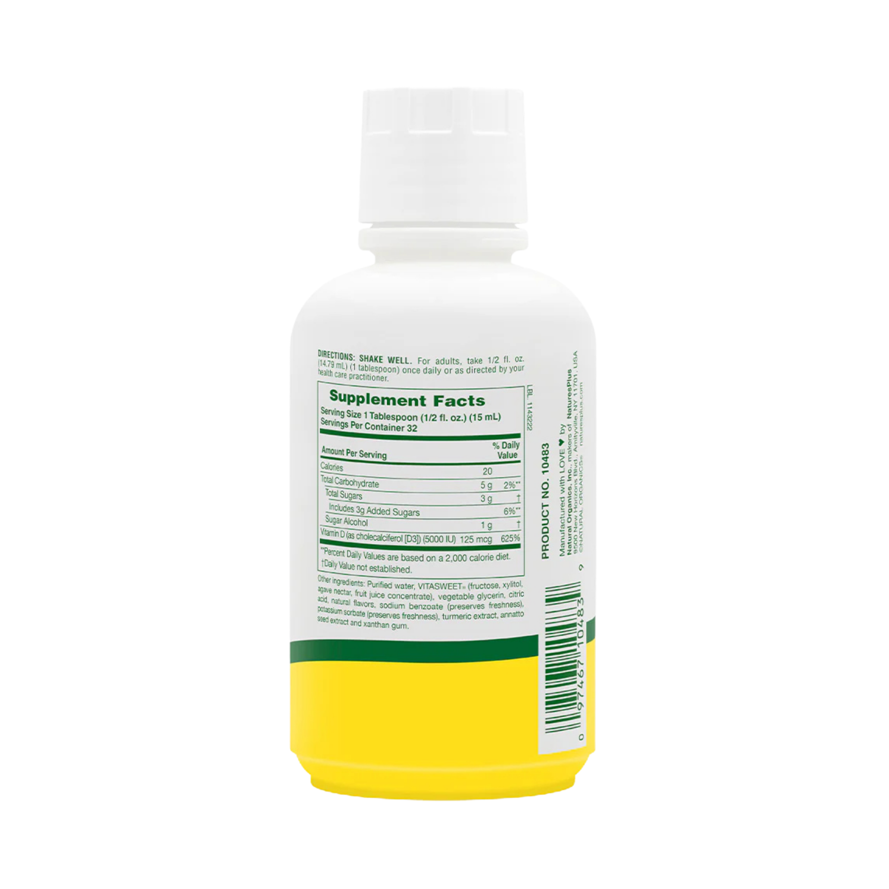 NaturesPlus, Liquid Sunshine, Vitamin D3, Tropical Citrus, 125 Mcg (5000 IU), 16 Fl Oz