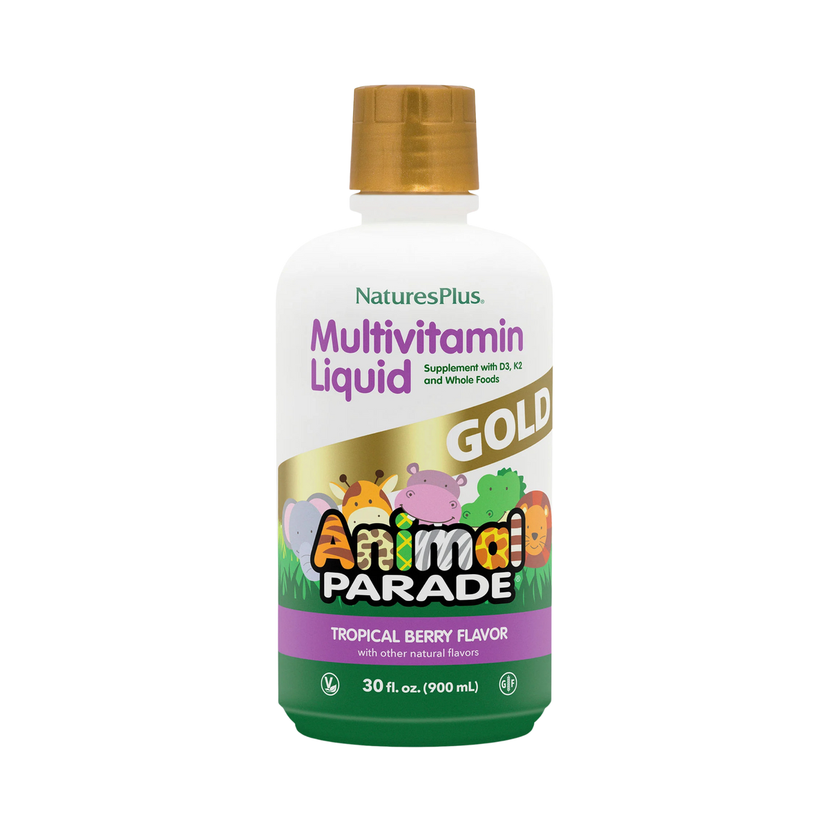 NaturesPlus, Animal Parade Gold, Multivitamin Liquid, Tropical Berry, 30 Fl Oz