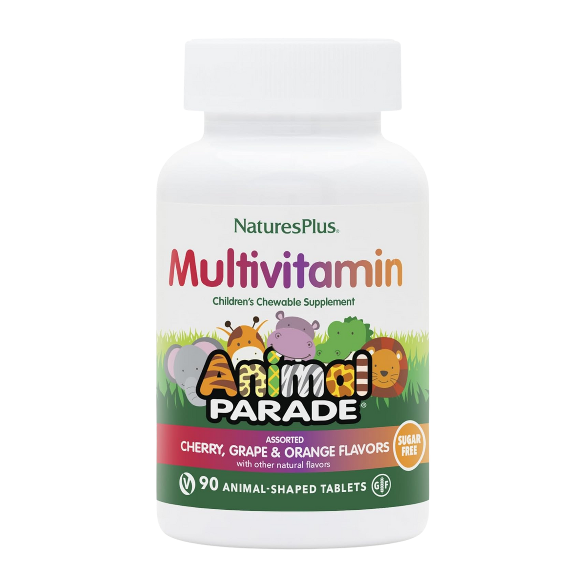 NaturesPlus, Animal Parade, Multivitamin, Children's Chewable Supplement, Cherry, Grape & Orange, 90 Animal-Shaped Tablets