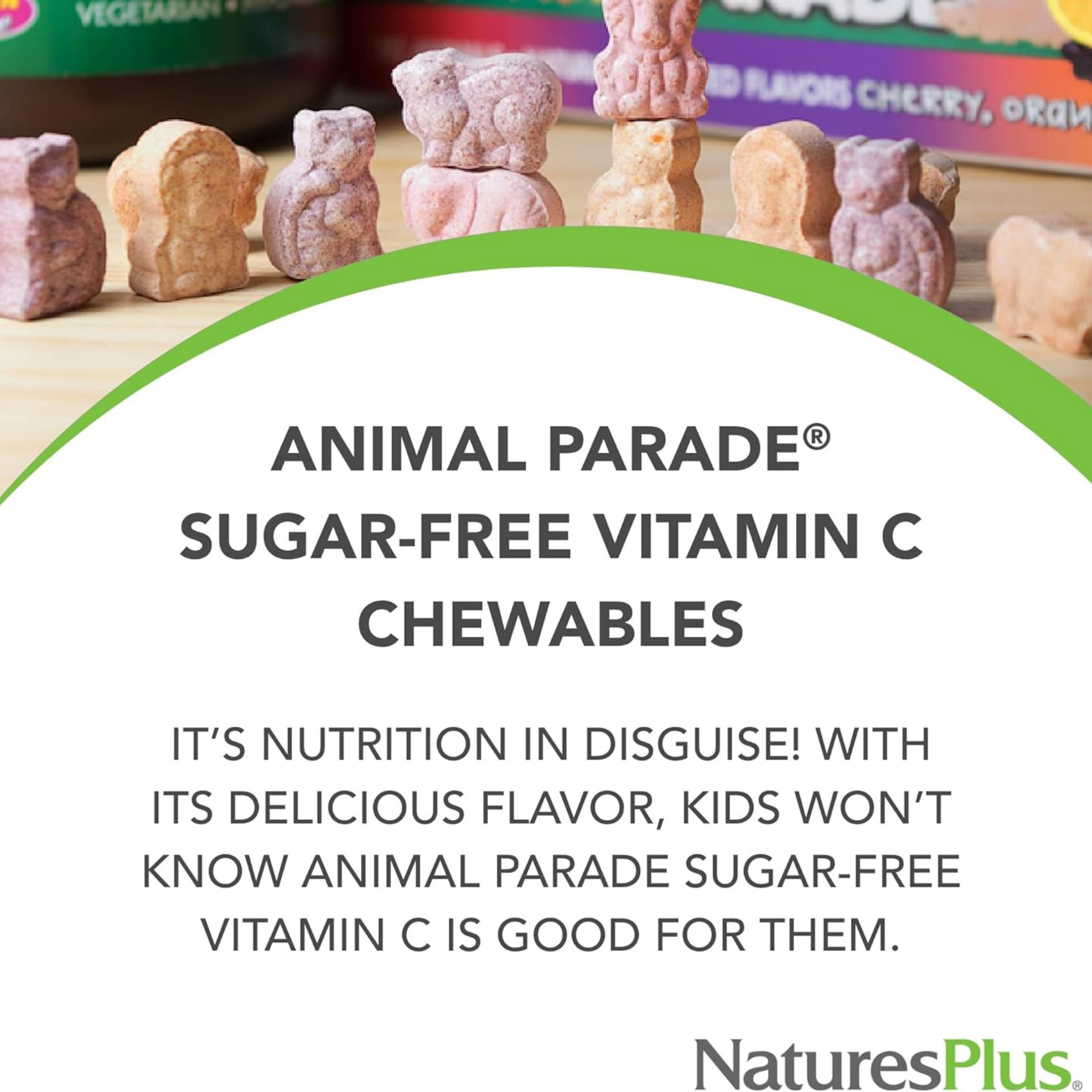 NaturesPlus, Animal Parade, Vitamin C, Children's Chewable Supplement, Sugar Free, Orange Juice, 90 Animal-Shaped Tablets