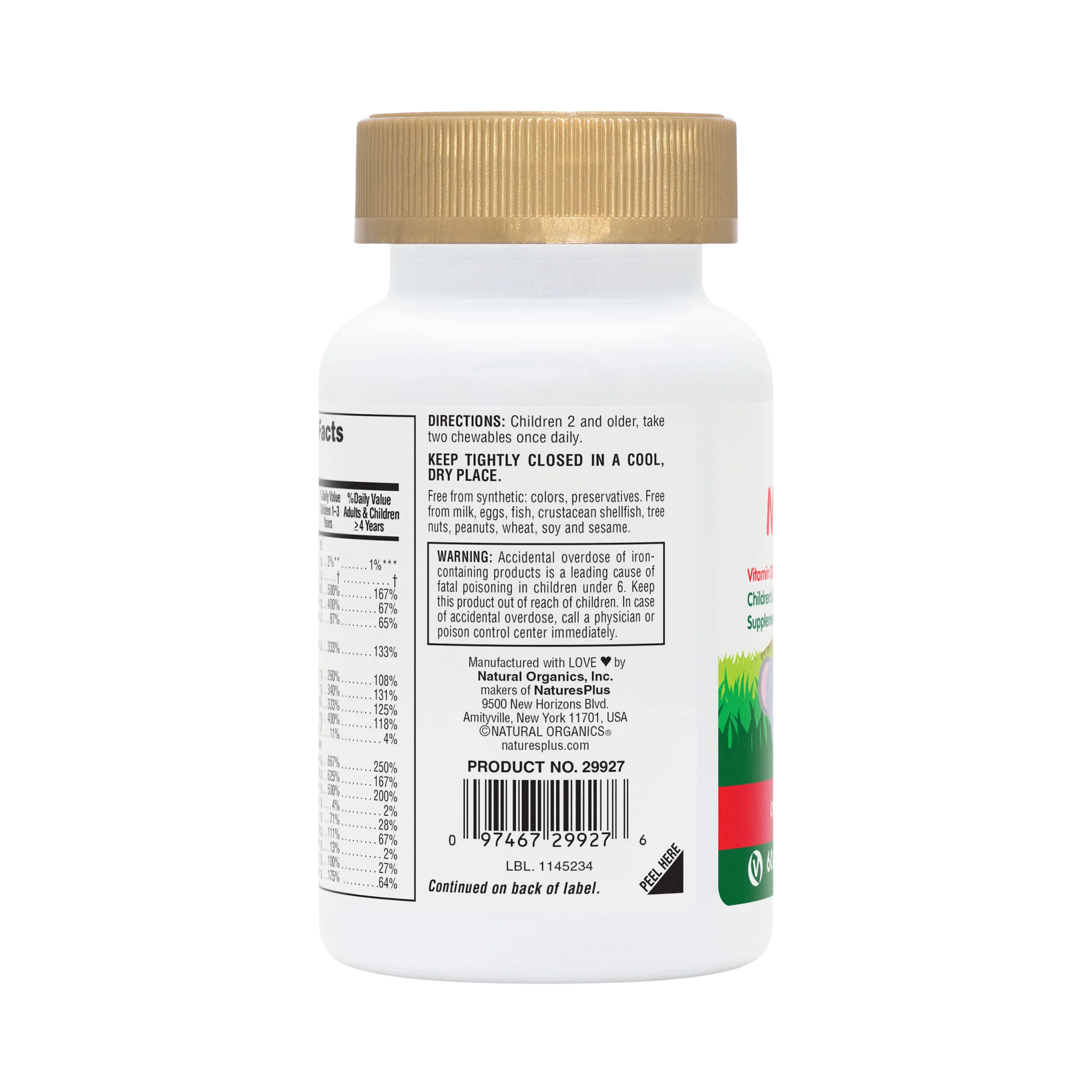 NaturesPlus, Animal Parade Gold, Children's Chewable Supplement, Cherry, Grape & Orange, 60 Animal-Shaped Tablets