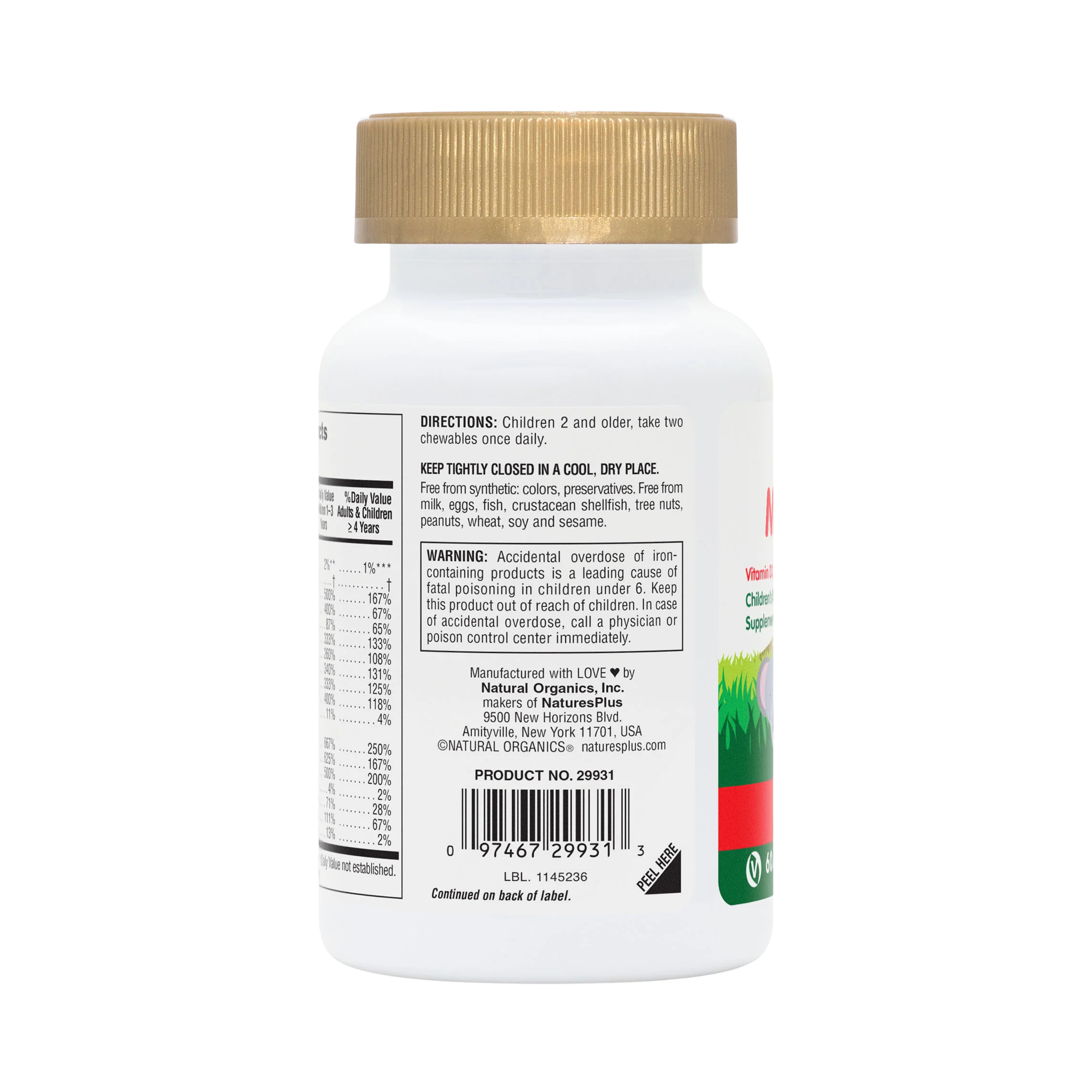 NaturesPlus, Animal Parade Gold, Children's Chewable Multivitamin Supplement, Cherry, 60 Animal-Shaped Tablets