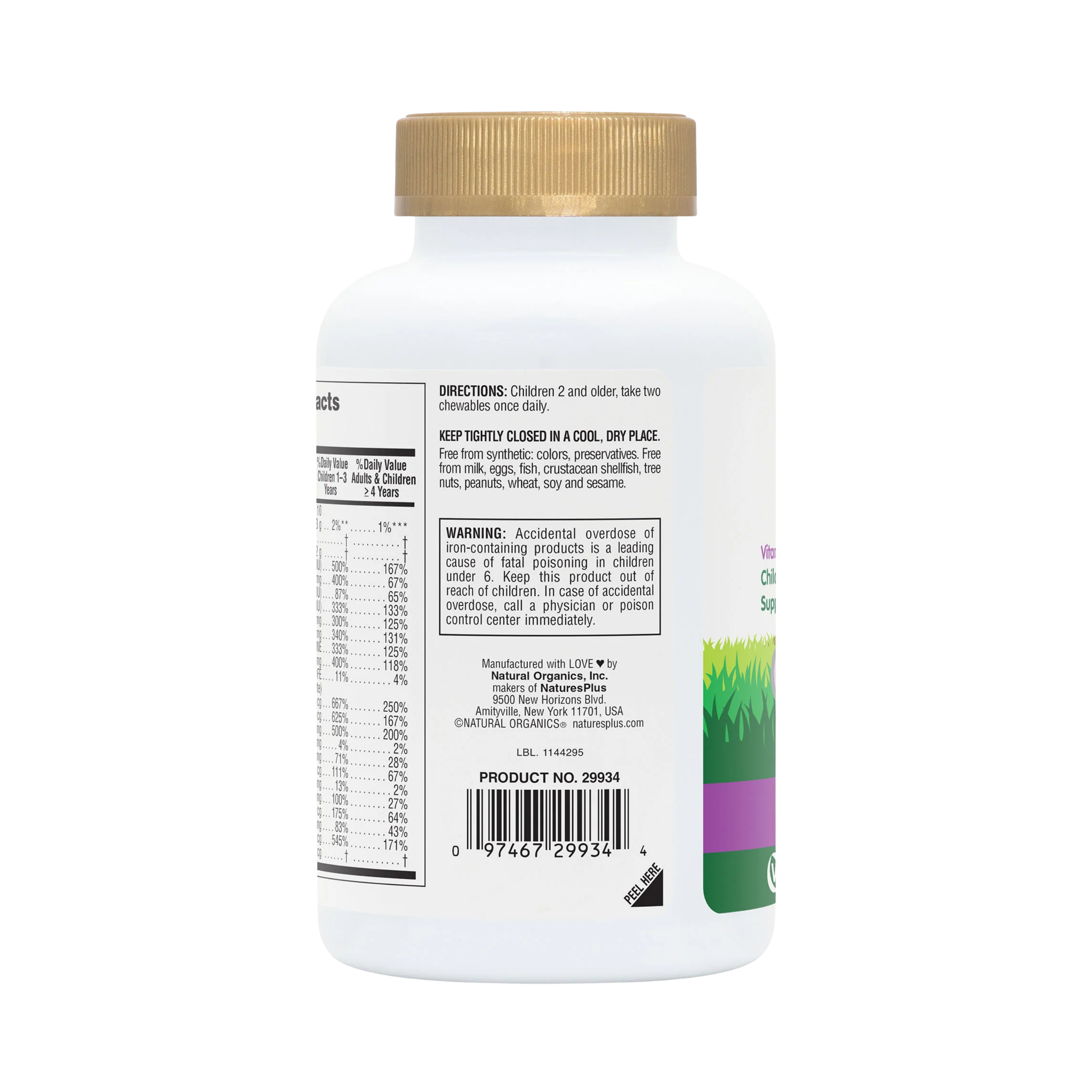NaturesPlus, Animal Parade Gold, Children's Multivitamin Chewable Supplement, Grape, 120 Animal-Shaped Tablets