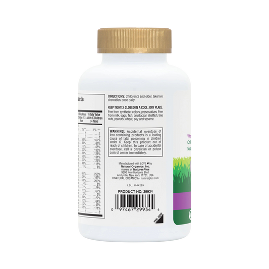 NaturesPlus, Animal Parade Gold, Children's Multivitamin Chewable Supplement, Grape, 120 Animal-Shaped Tablets