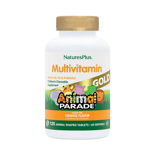 NaturesPlus, Animal Parade Gold, Children's Chewable Multivitamin, Orange, 120 Animal-Shaped Tablets