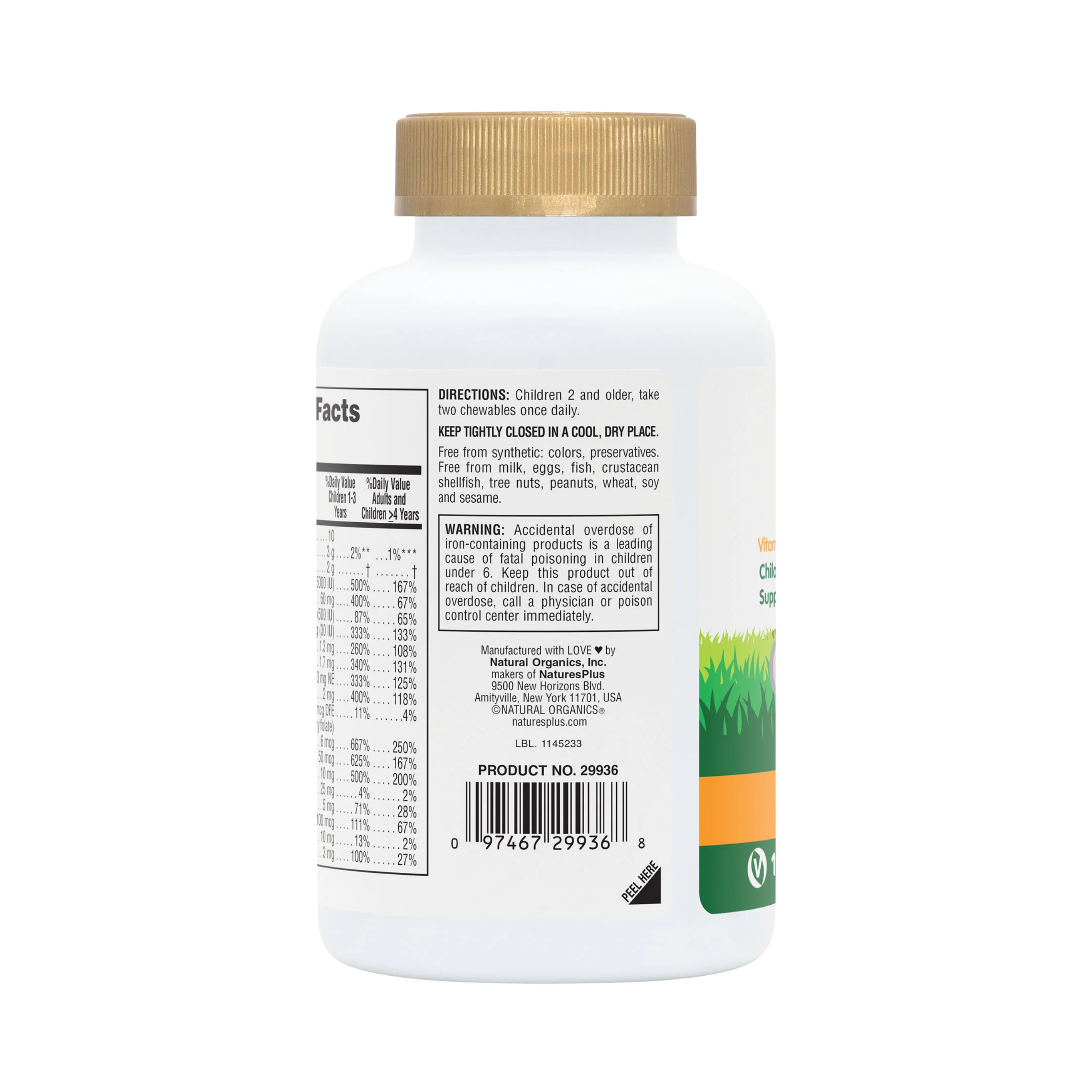 NaturesPlus, Animal Parade Gold, Children's Chewable Multivitamin, Orange, 120 Animal-Shaped Tablets
