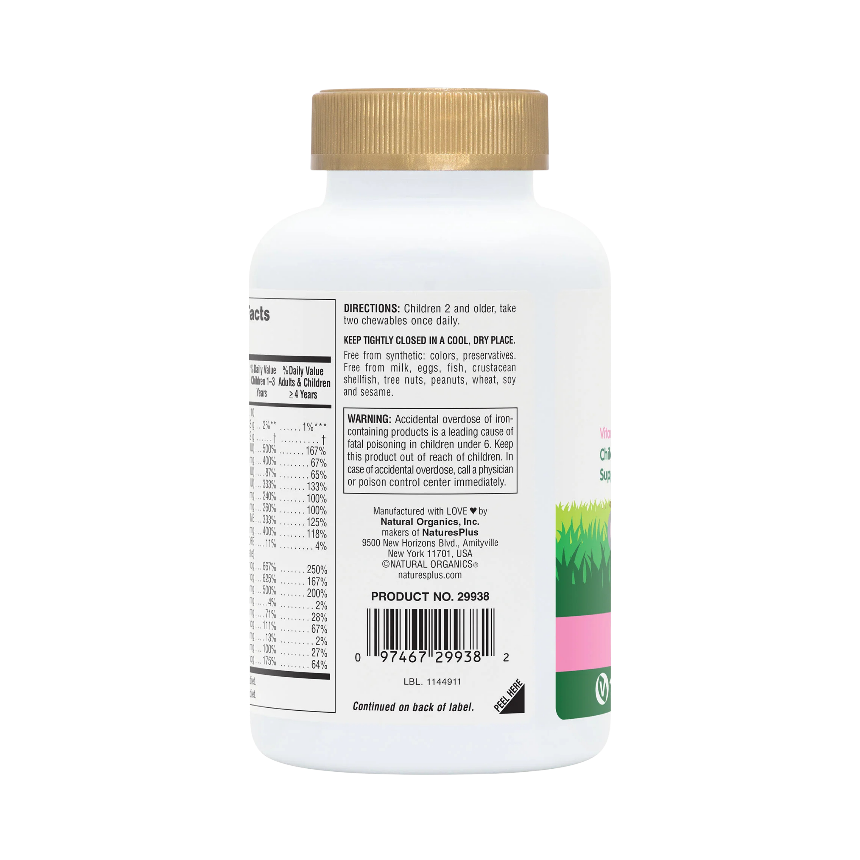 NaturesPlus, Animal Parade Gold, Children's Chewable Multivitamin Supplement, Watermelon, 120 Animal-Shaped Tablets
