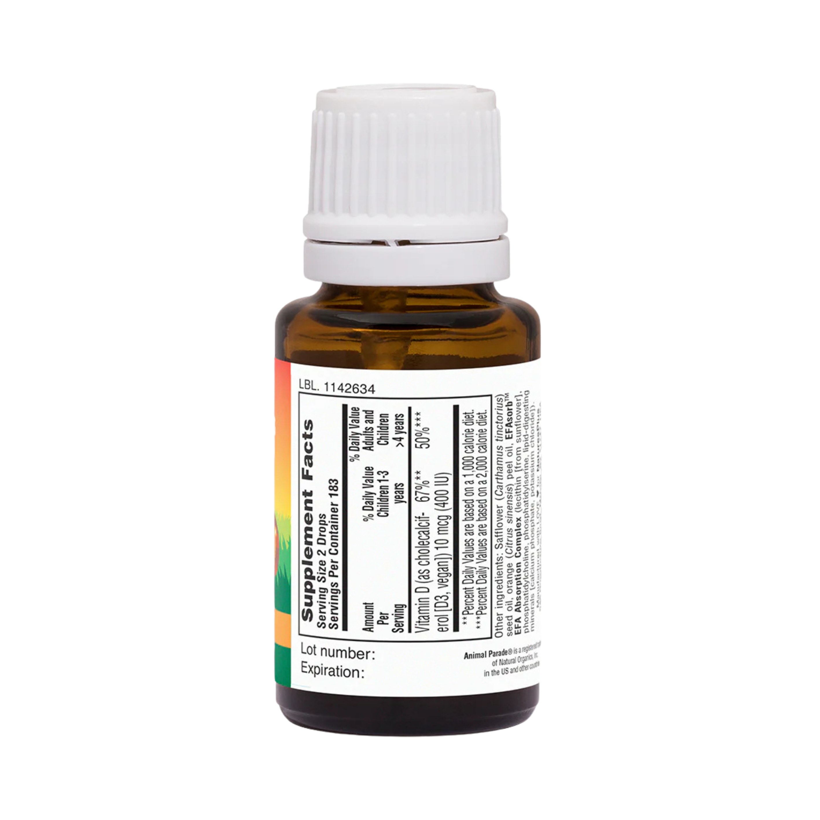 NaturesPlus, Animal Parade, Vitamin D3 Drops, Natural Orange, 10 Mcg, 0.34 Fl Oz