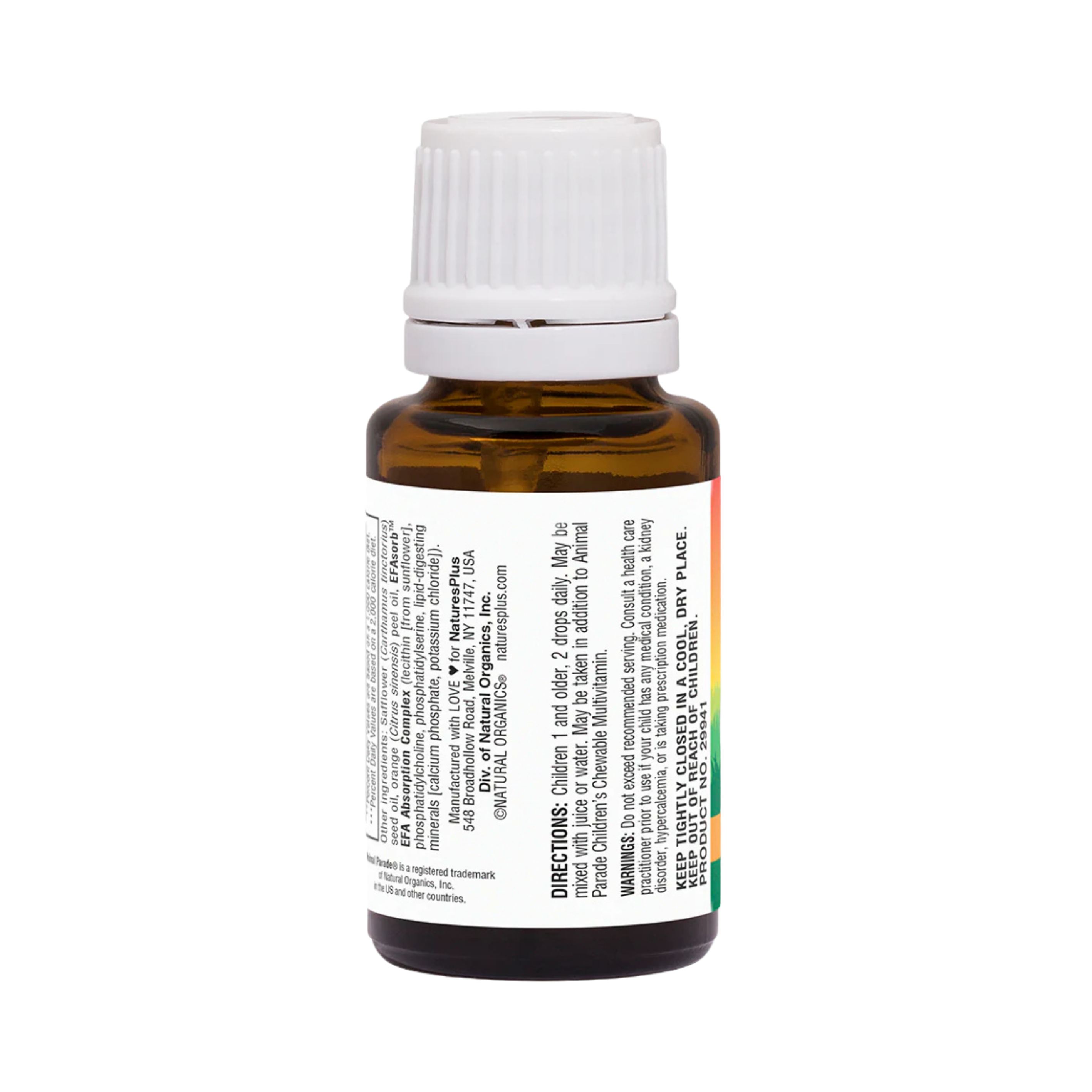 NaturesPlus, Animal Parade, Vitamin D3 Drops, Natural Orange, 10 Mcg, 0.34 Fl Oz