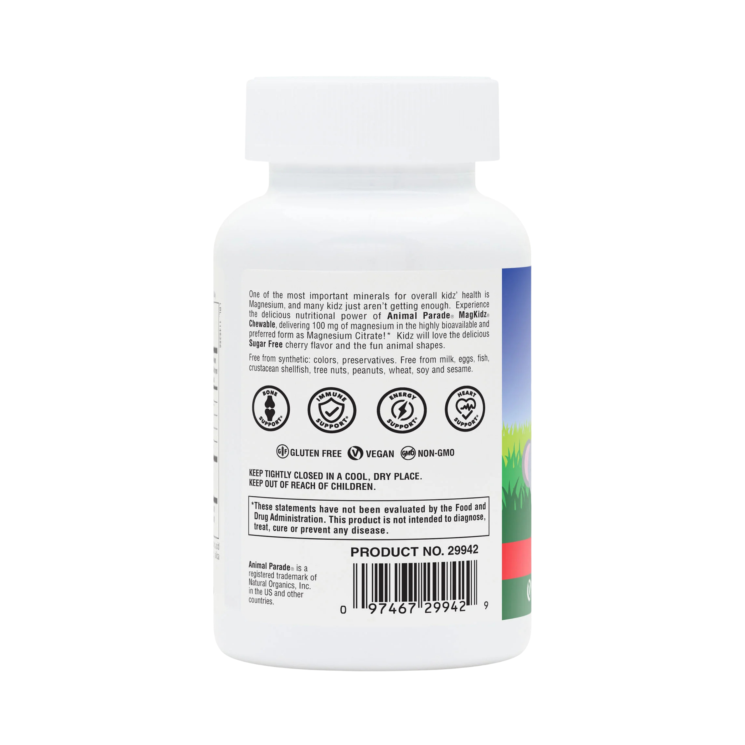 NaturesPlus, MagKidz, Animal Parade, Children's Chewable Magnesium, Cherry, 90 Animal-Shaped Tablets
