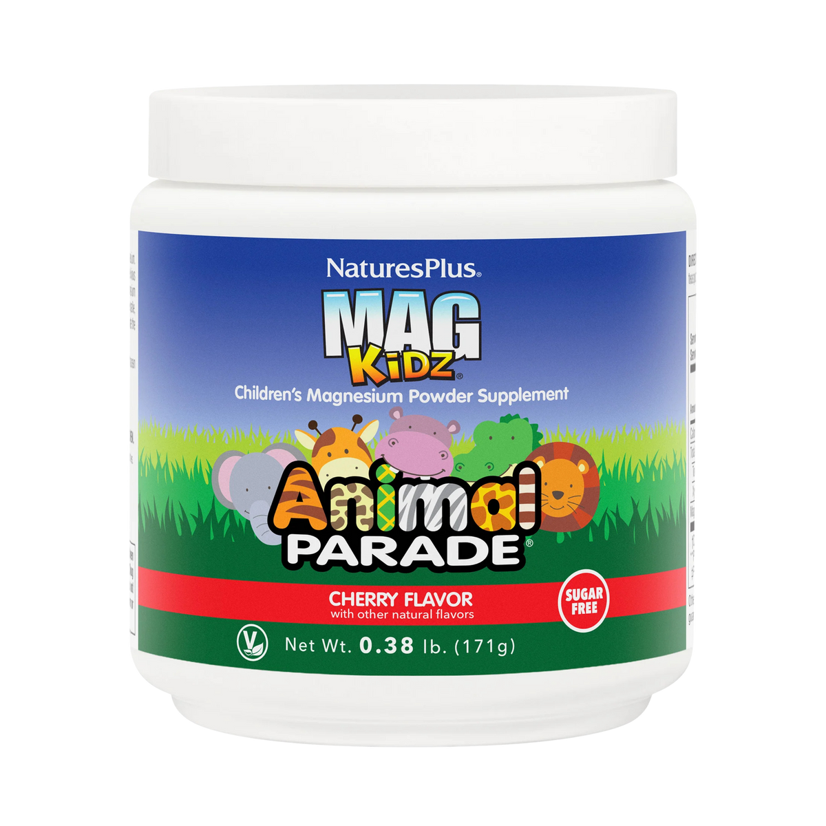 NaturesPlus, Mag Kidz, Animal Parade, Children's Magnesium Powder Supplement, Cherry, 0.38 Lb