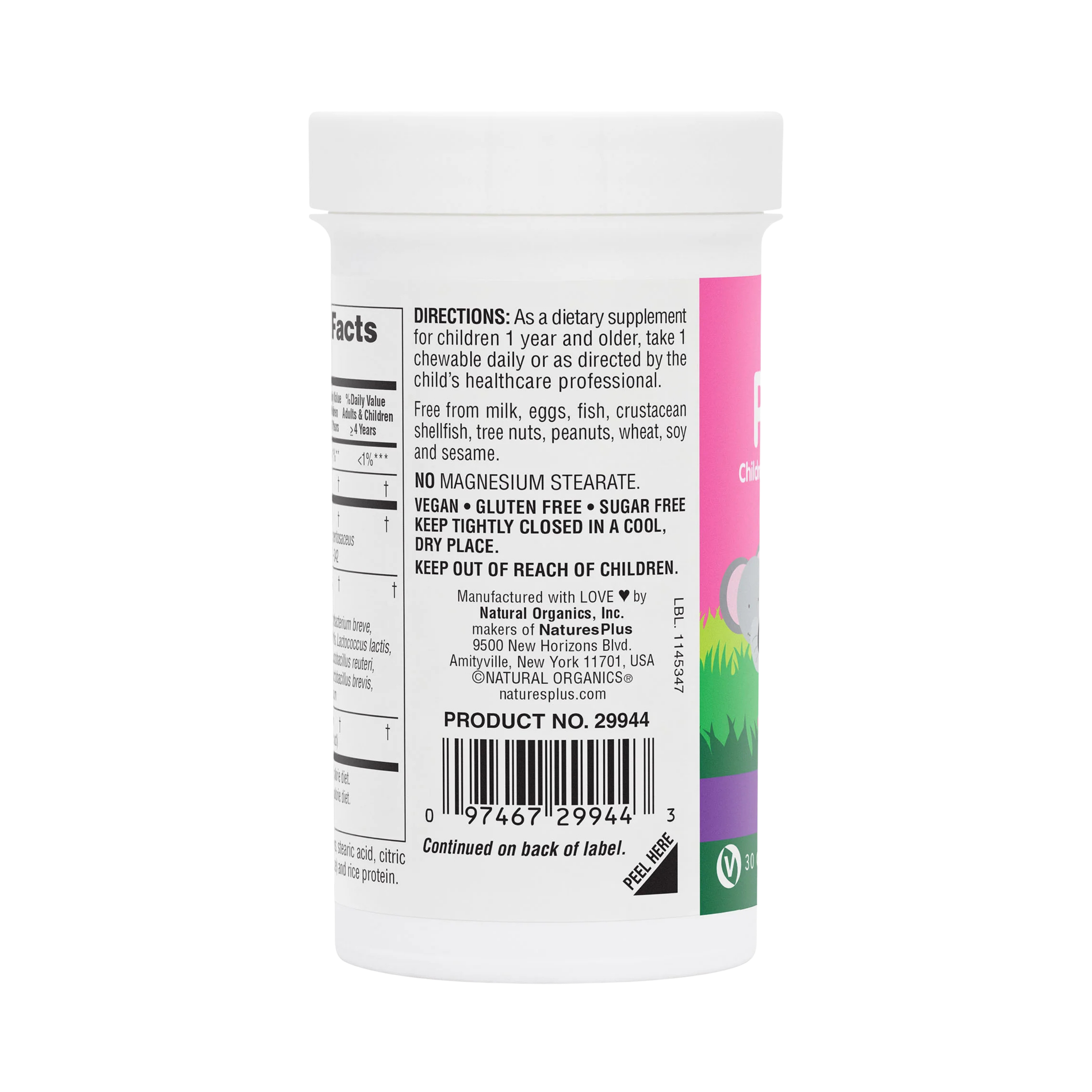 NaturesPlus, Probiotic, Children's Chewable Digestive Supplement, Mixed Berry, 7 Billion CFU, 30 Chewables