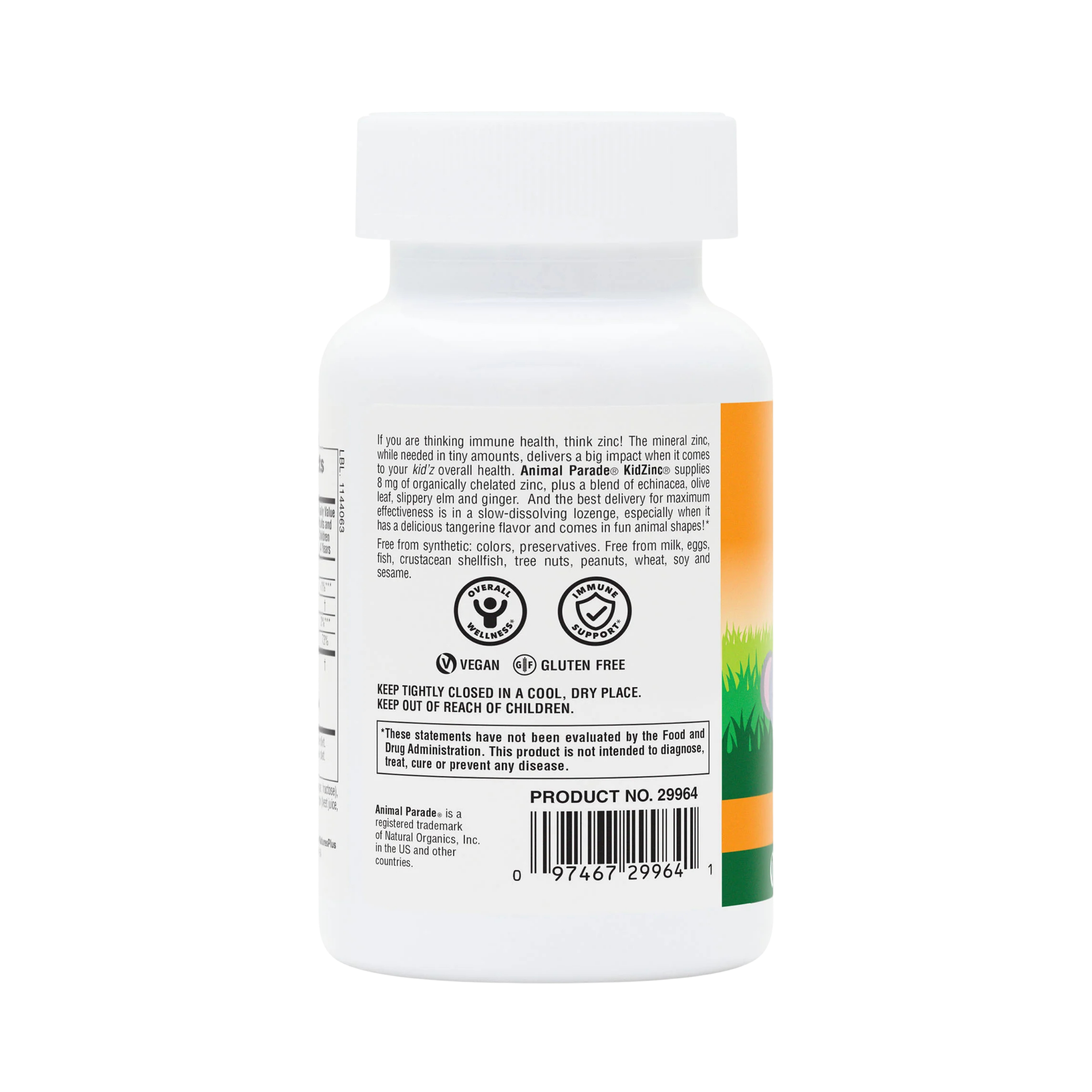NaturesPlus, Animal Parade, Kid Zinc, Tangerine, 90 Animal-Shaped Lozenges