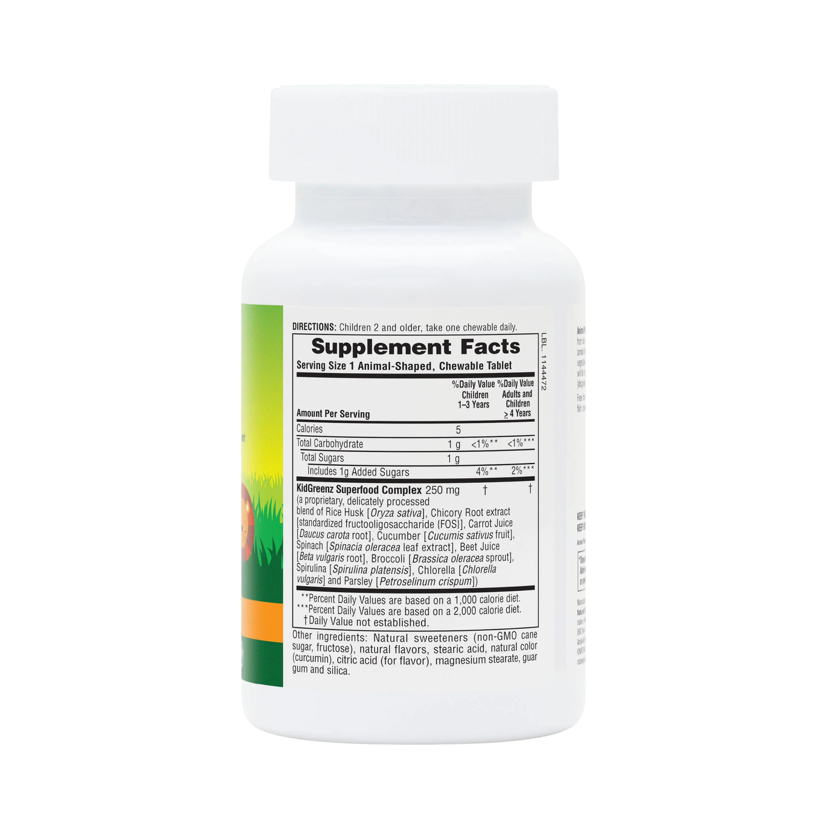 NaturesPlus, Animal Parade, Kid Greenz, Children's Chewable Green Food Supplement, Tropical Fruit, 90 Animal-Shaped Tablets