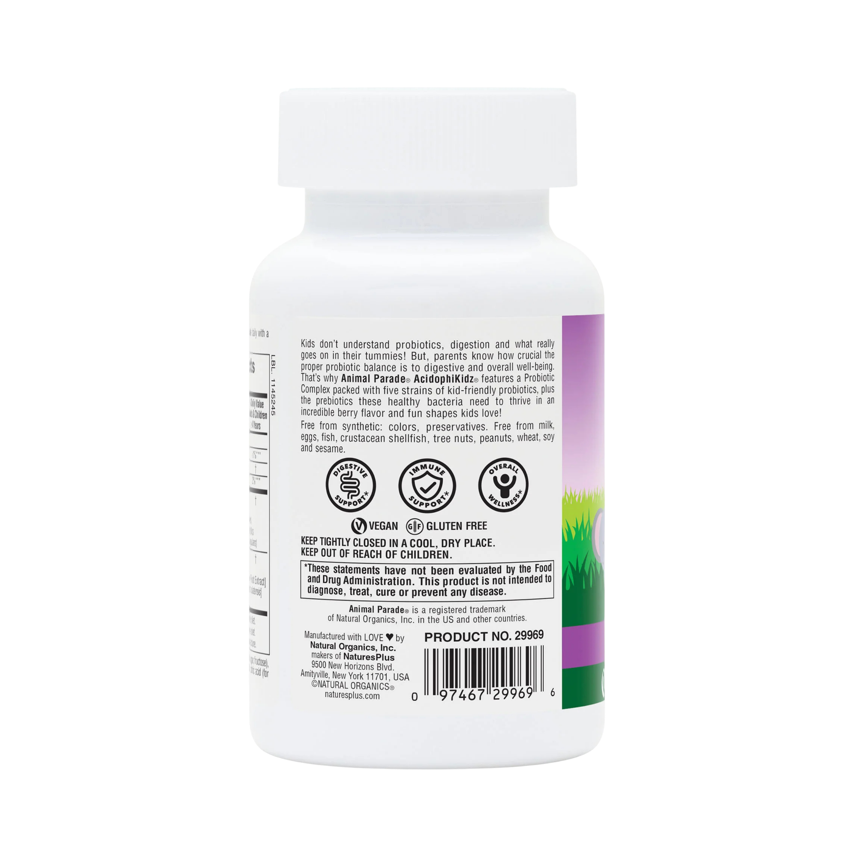 NaturesPlus, Source of Life, Animal Parade, AcidophiKidz, Children's Chewable, Berry, 90 Animal-Shaped Tablets