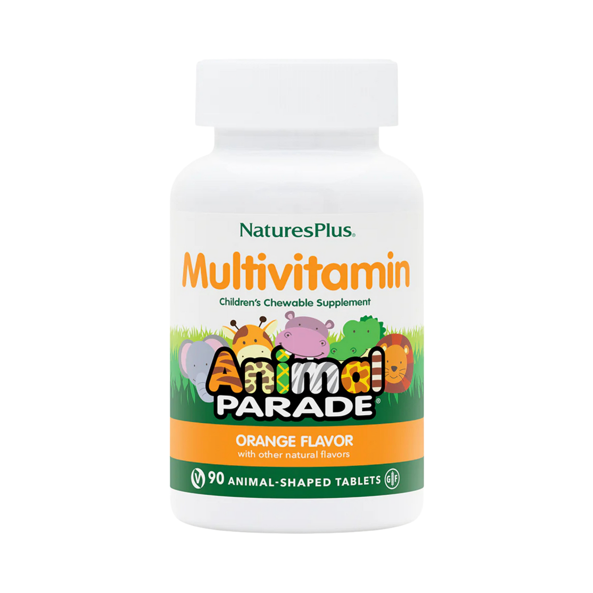 NaturesPlus, Animal Parade, Children's Chewable Multivitamin, Orange, 90 Animal-Shaped Tablets