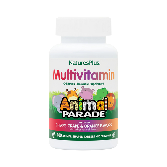 NaturesPlus, Animal Parade, Children's Chewable Multivitamin Supplement, Cherry, Grape & Orange, 180 Animal-Shaped Tablets