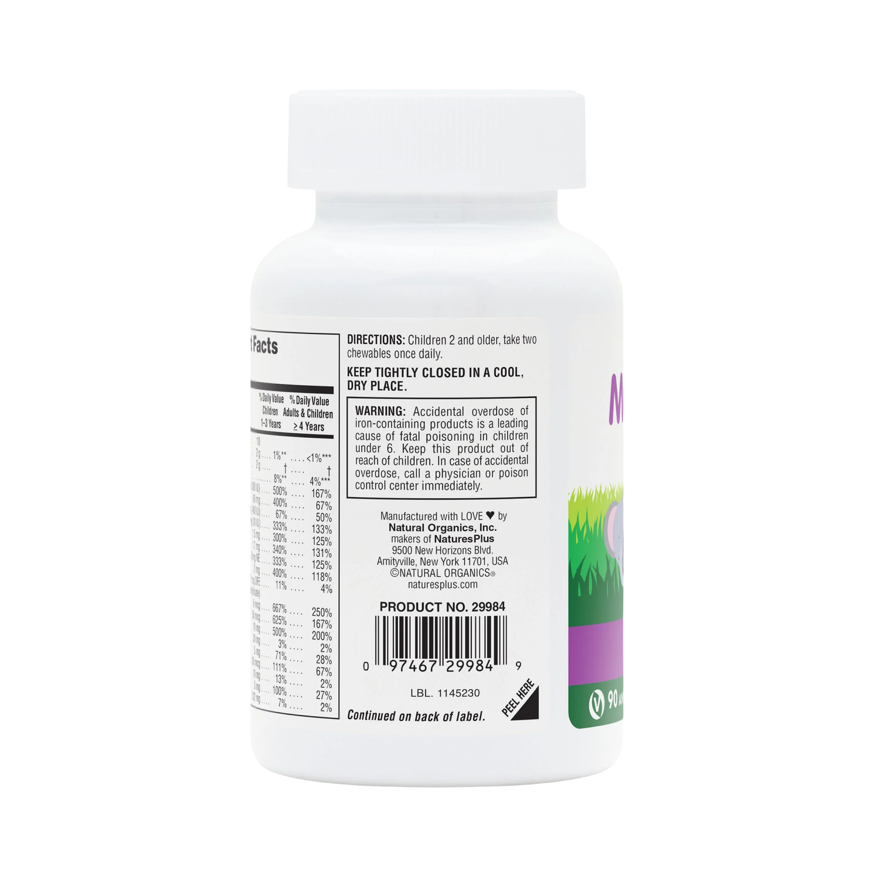 NaturesPlus, Animal Parade, Children's Chewable Multivitamin Supplement, Grape, 90 Animal-Shaped Tablets