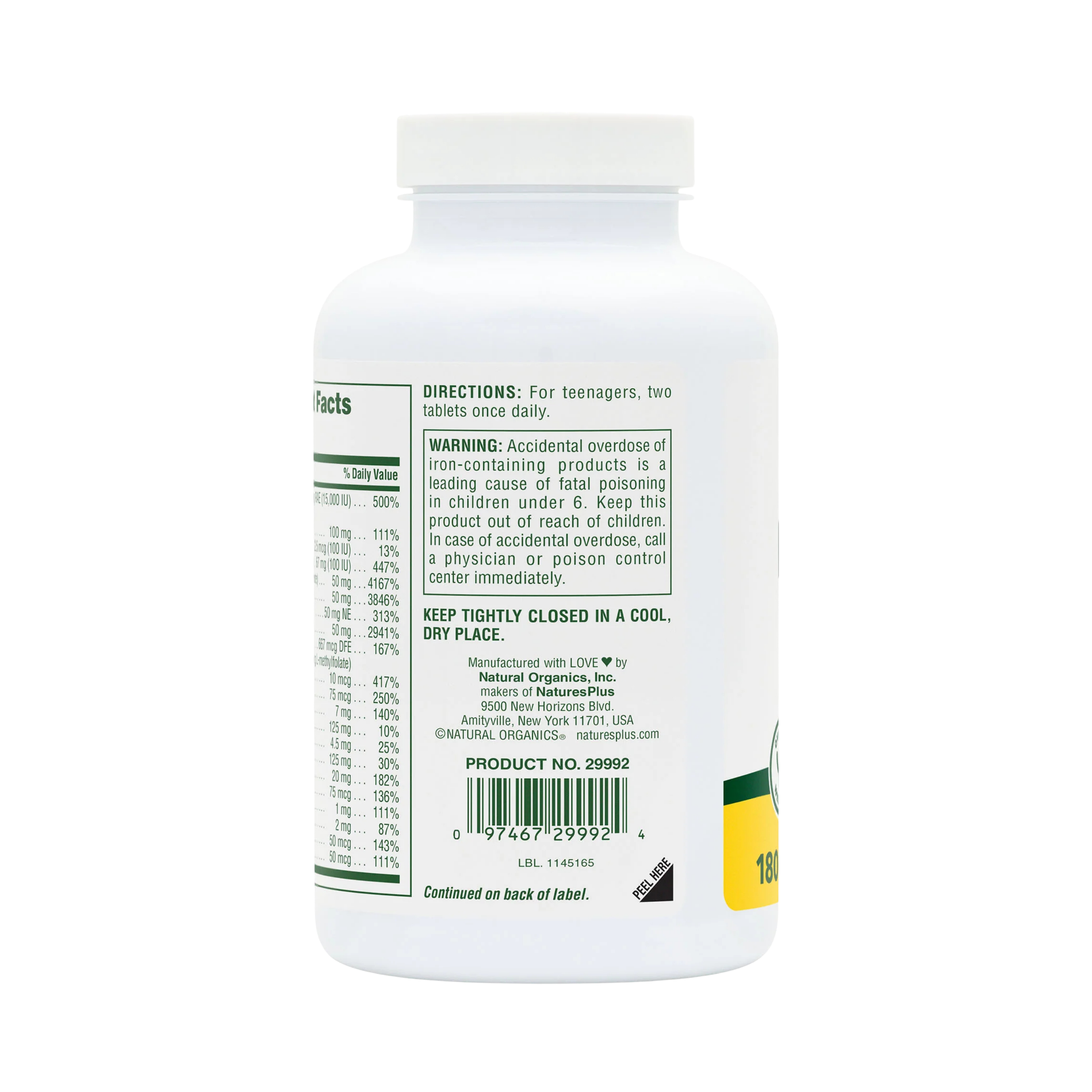 NaturesPlus, Power Teen, 180 Tablets