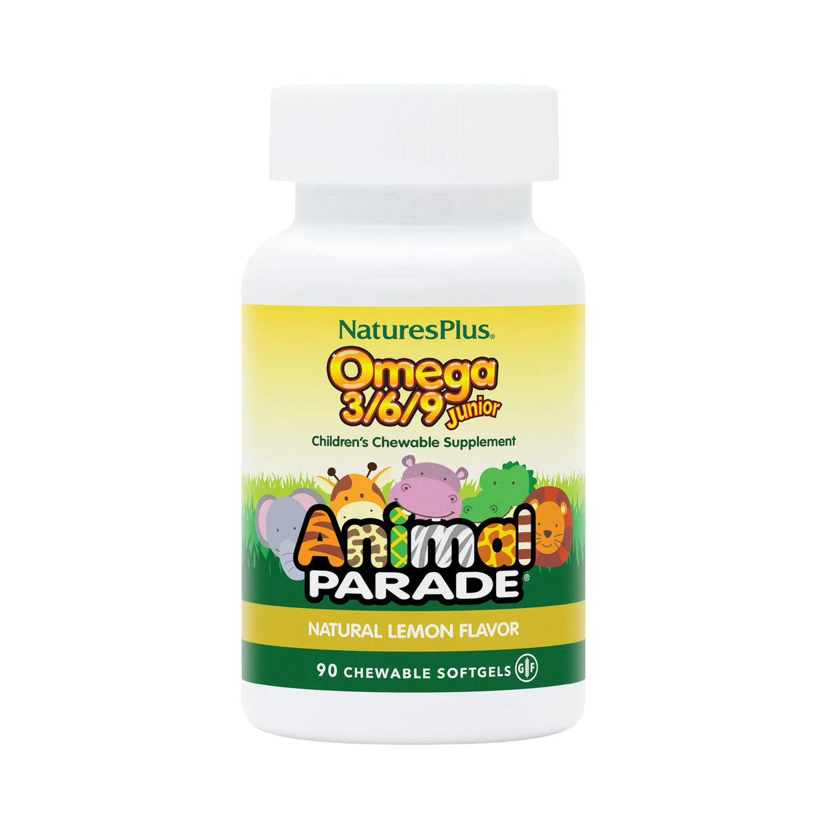 NaturesPlus, Animal Parade, Omega 3/6/9 Junior, Natural Lemon, 90 Chewable Softgels