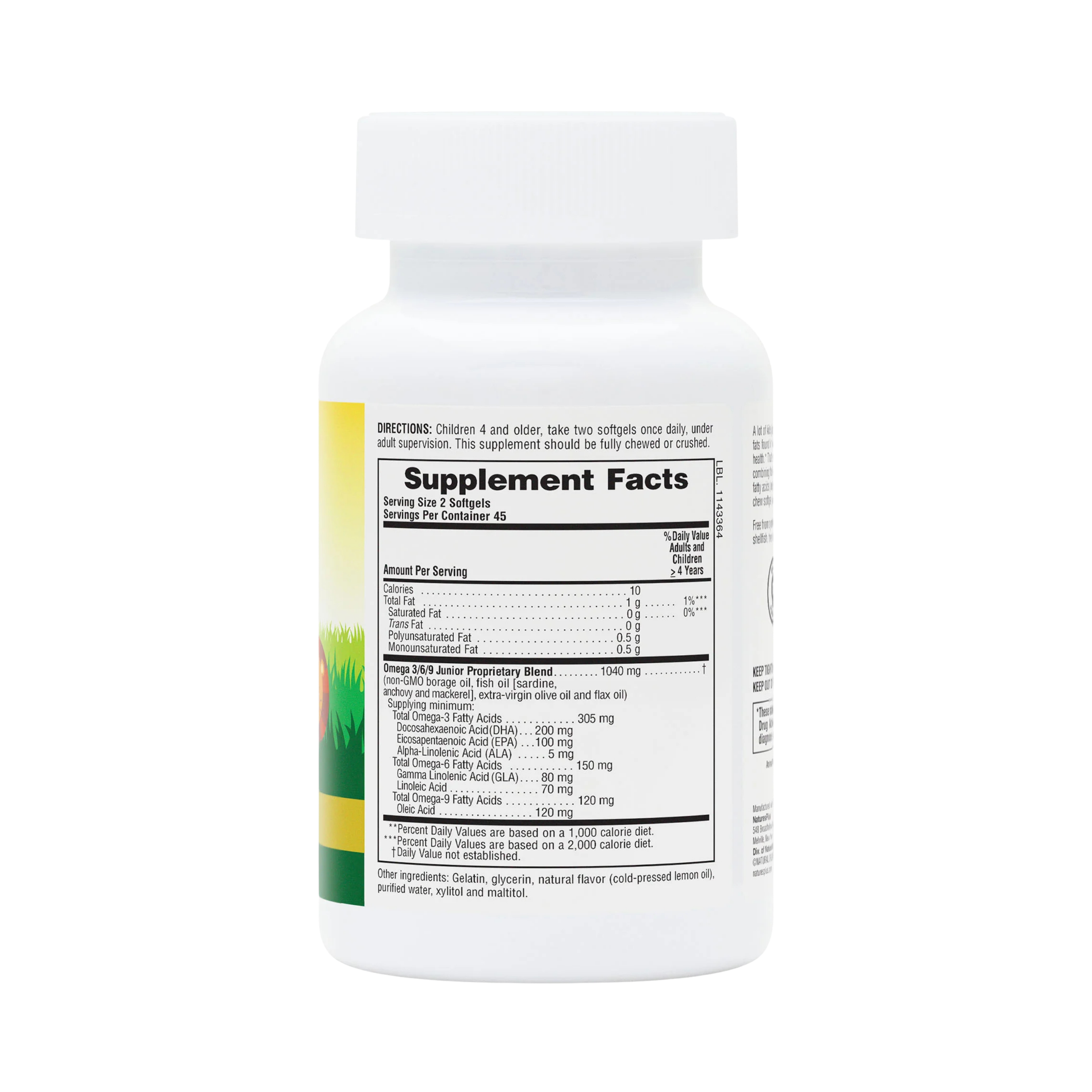 NaturesPlus, Animal Parade, Omega 3/6/9 Junior, Natural Lemon, 90 Chewable Softgels