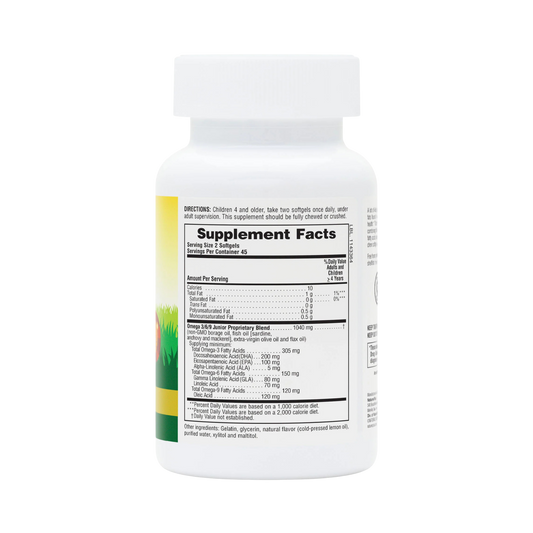 NaturesPlus, Animal Parade, Omega 3/6/9 Junior, Natural Lemon, 90 Chewable Softgels