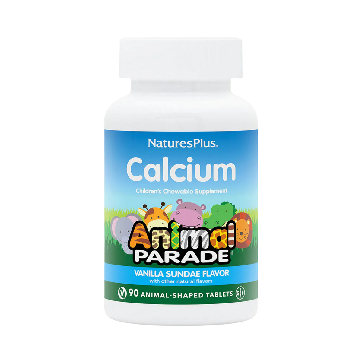 NaturesPlus, Animal Parade, Calcium, Children's Chewable Supplement, Vanilla Sundae, 90 Animal-Shaped Tablets