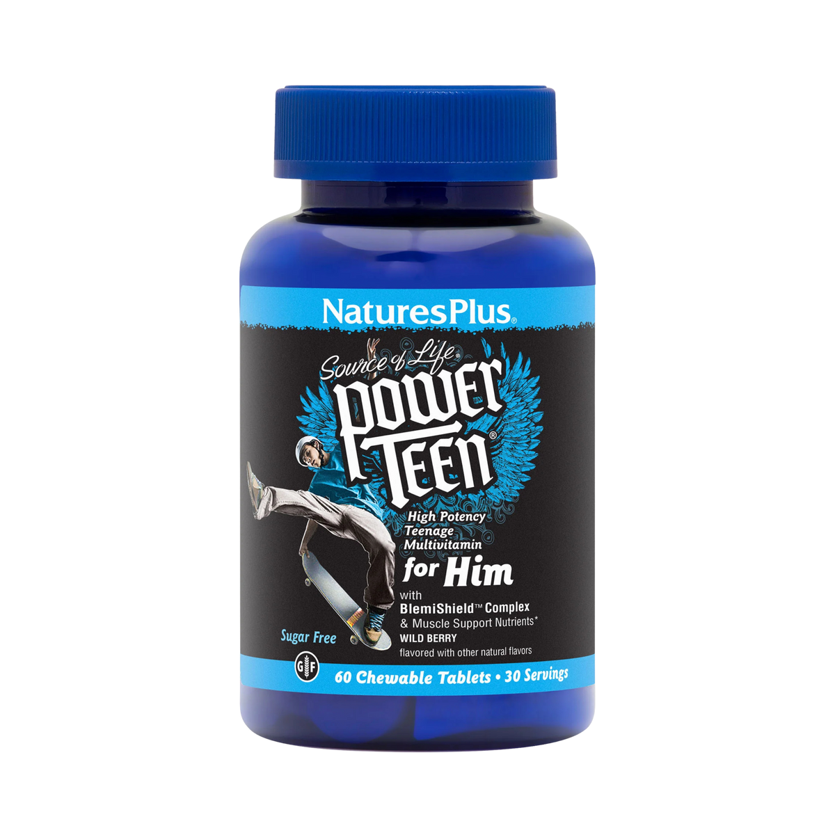 NaturesPlus, Source of Life, Power Teen for Him, Sugar Free, Wild Berry, 60 Chewable Tablets