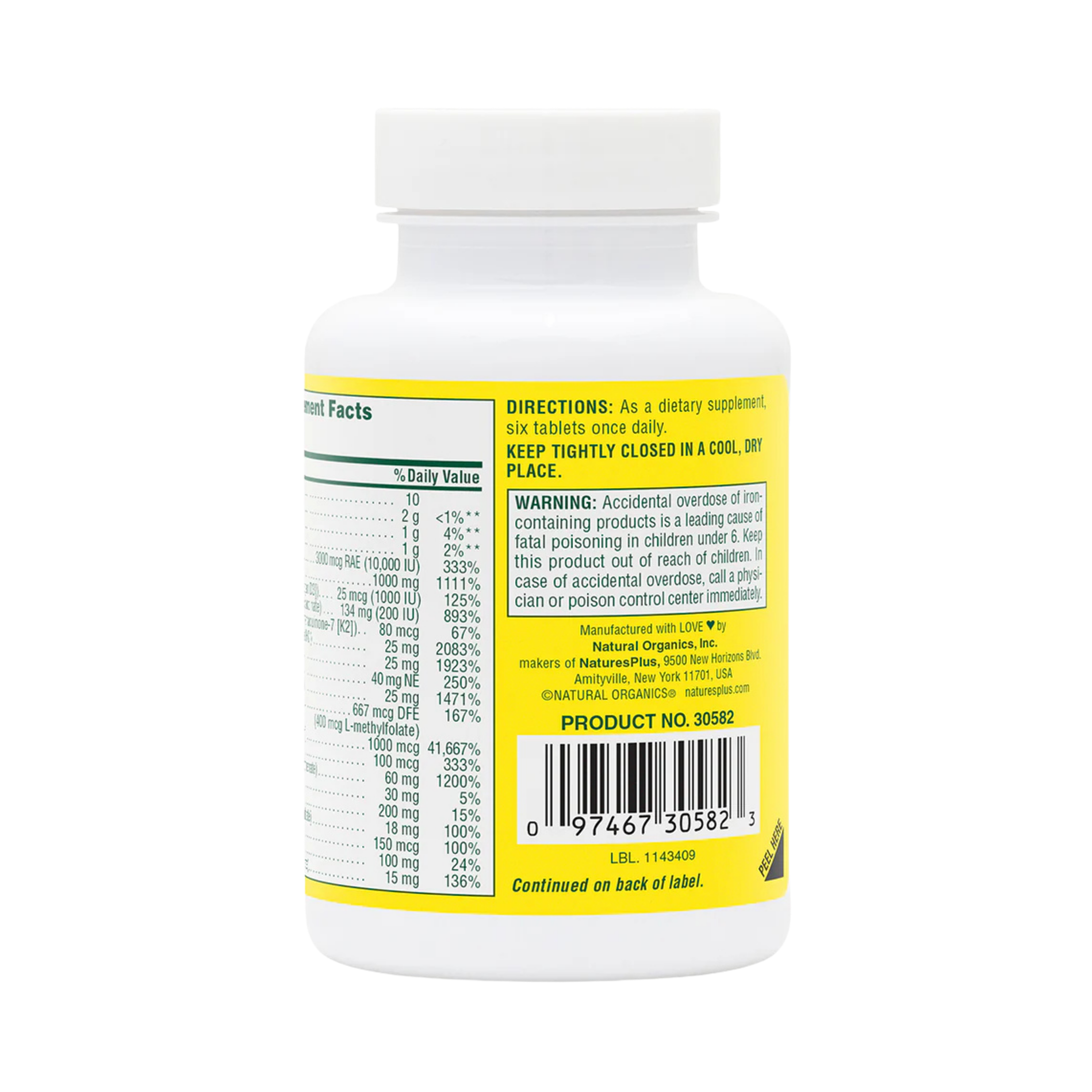 NaturesPlus, Source of Life, Original Mini-Tabs, Multi-Vitamin & Mineral Supplement with Concentrated Whole Food , 90 Tablets