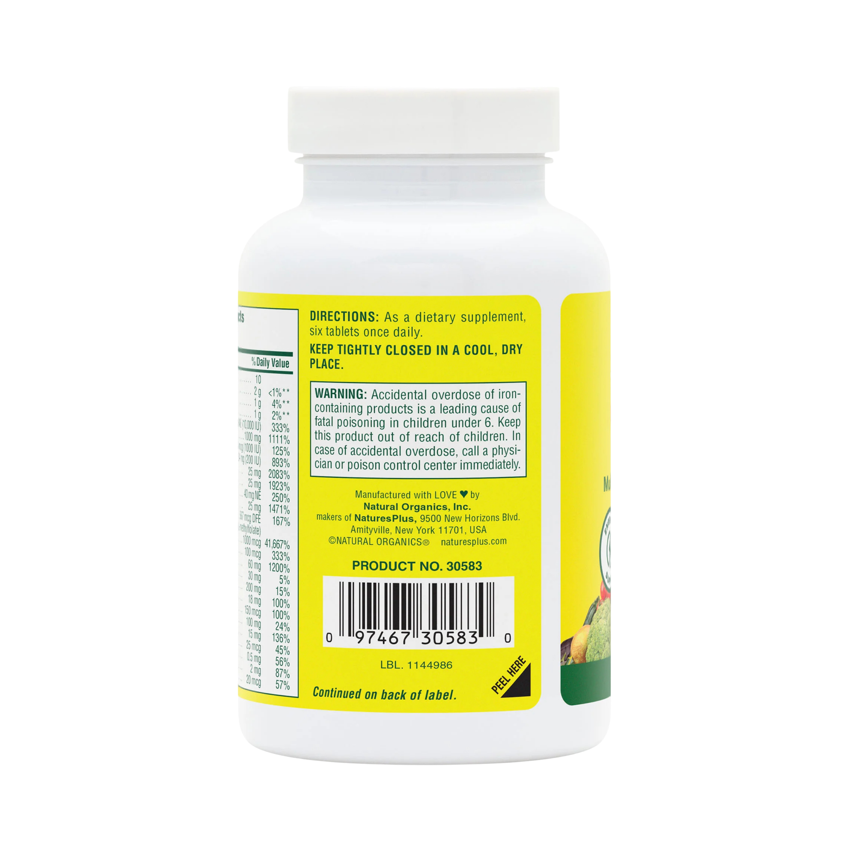 NaturesPlus, Source of Life, Original Mini-Tabs, Multivitamin & Mineral Supplement with Concentrated Whole Foods, 180 Tablets
