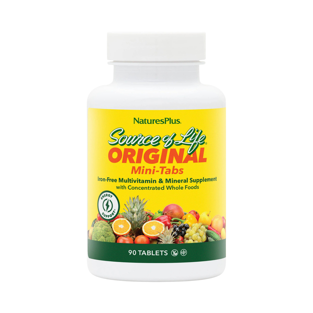 NaturesPlus, Source of Life, Original Mini-Tabs, Multivitamin & Mineral Supplement, Iron Free, 90 Tablets