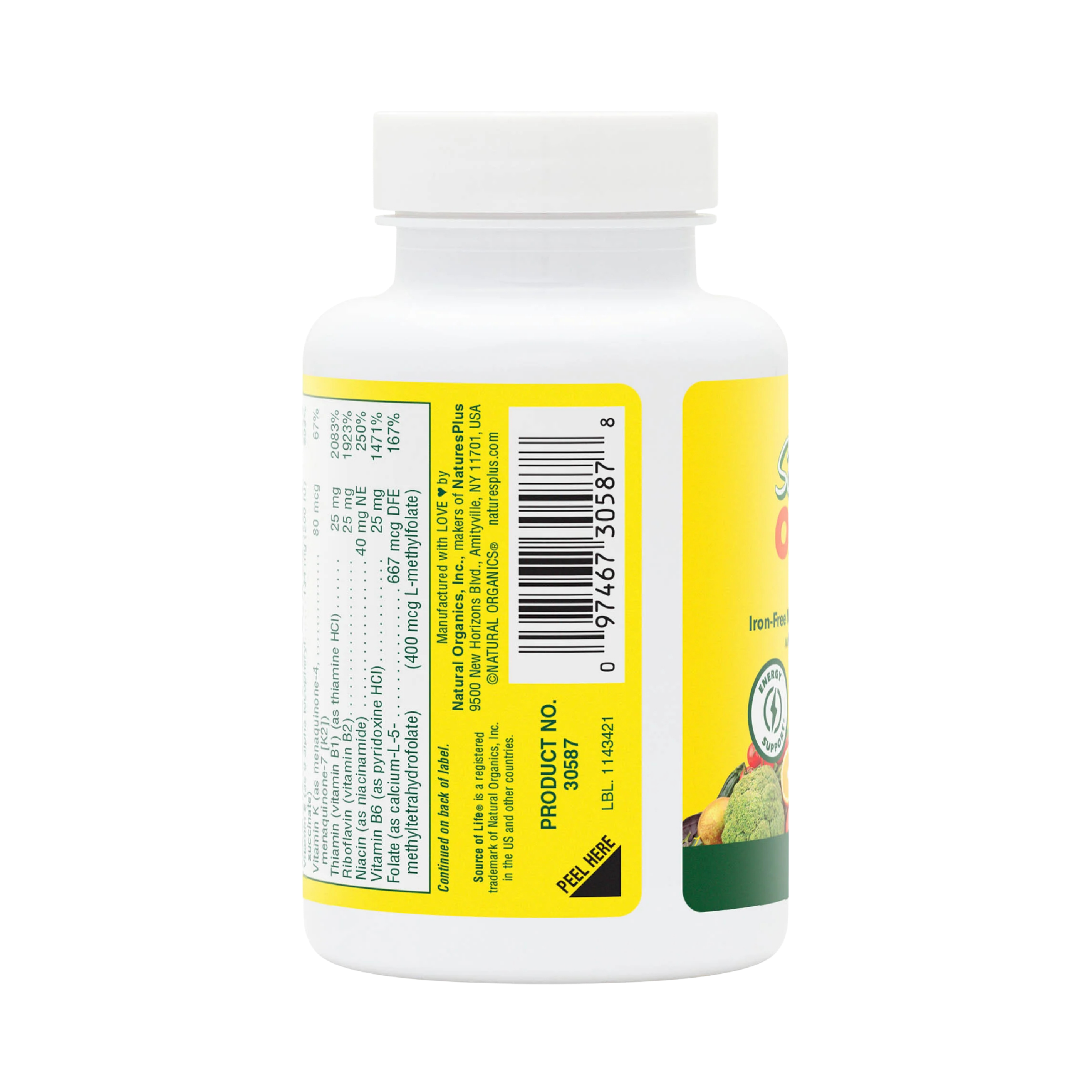 NaturesPlus, Source of Life, Original Mini-Tabs, Multivitamin & Mineral Supplement, Iron Free, 90 Tablets